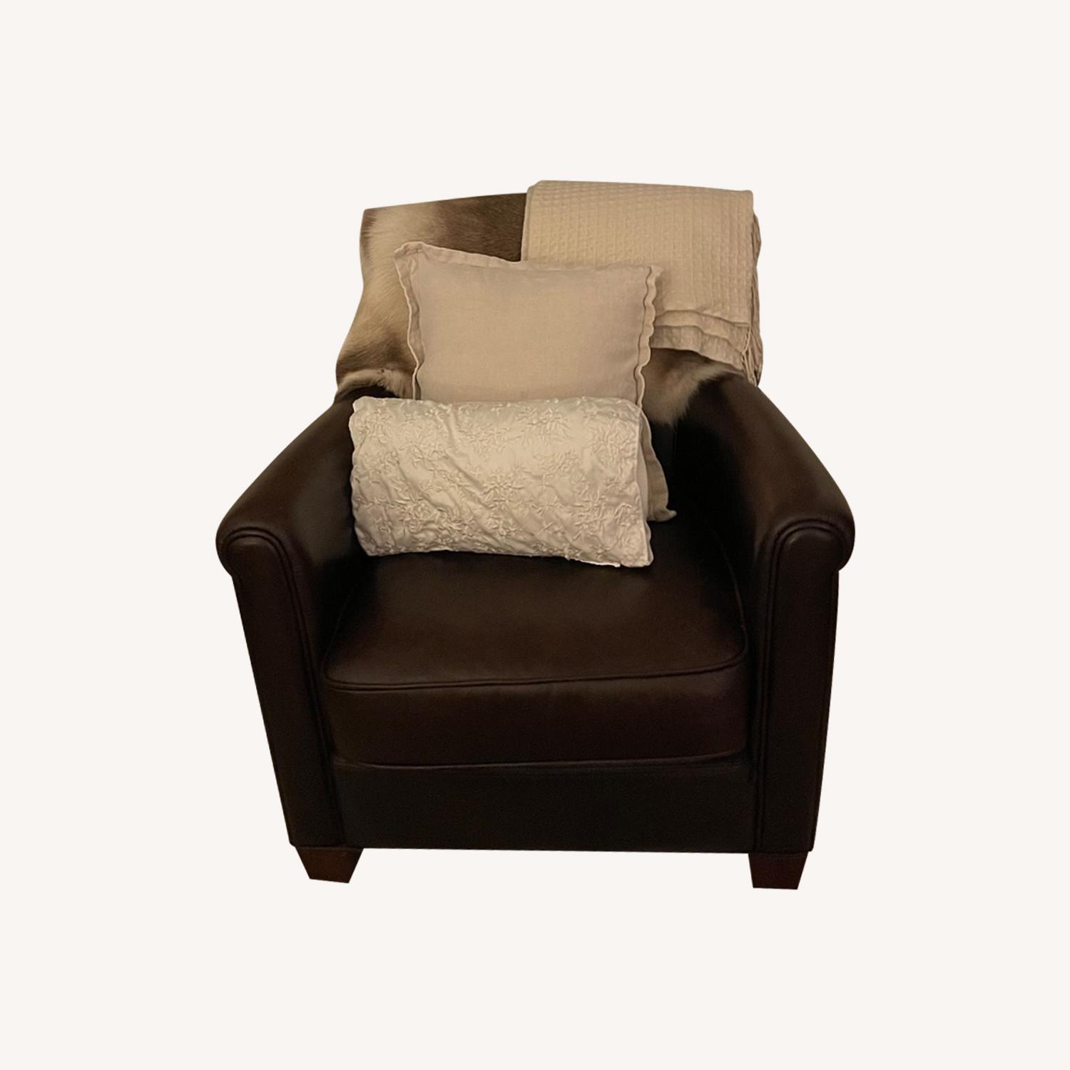Pottery Barn Leather Sofa Chair - image-0