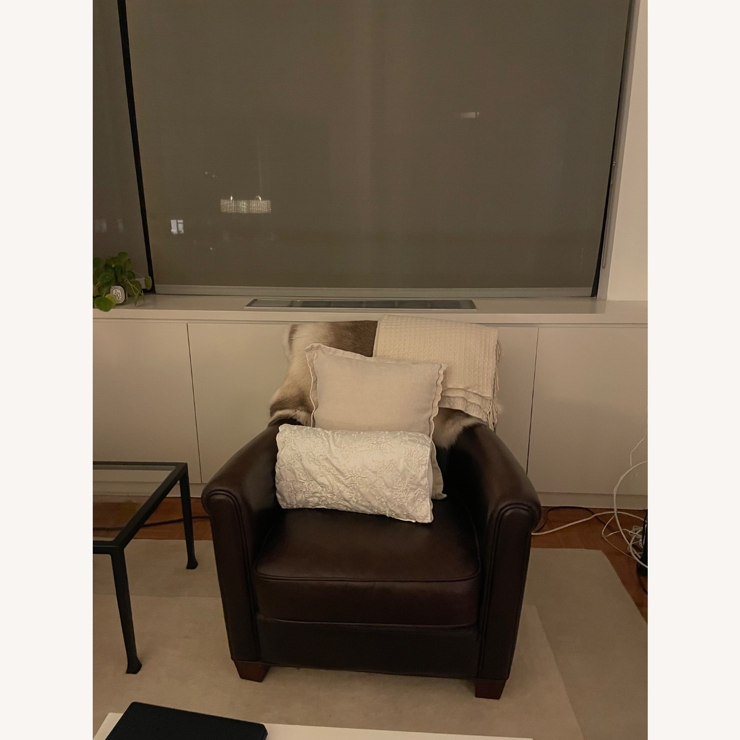 Pottery Barn Leather Sofa Chair - image-1