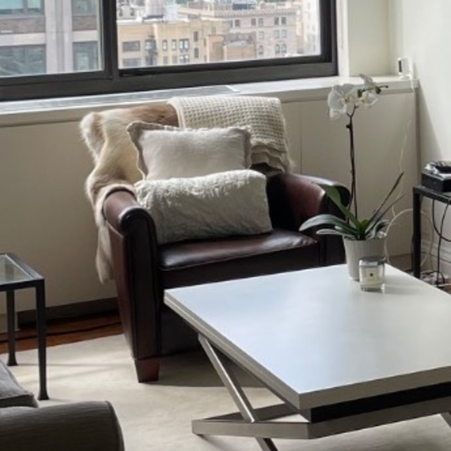 Pottery Barn Leather Sofa Chair - image-3