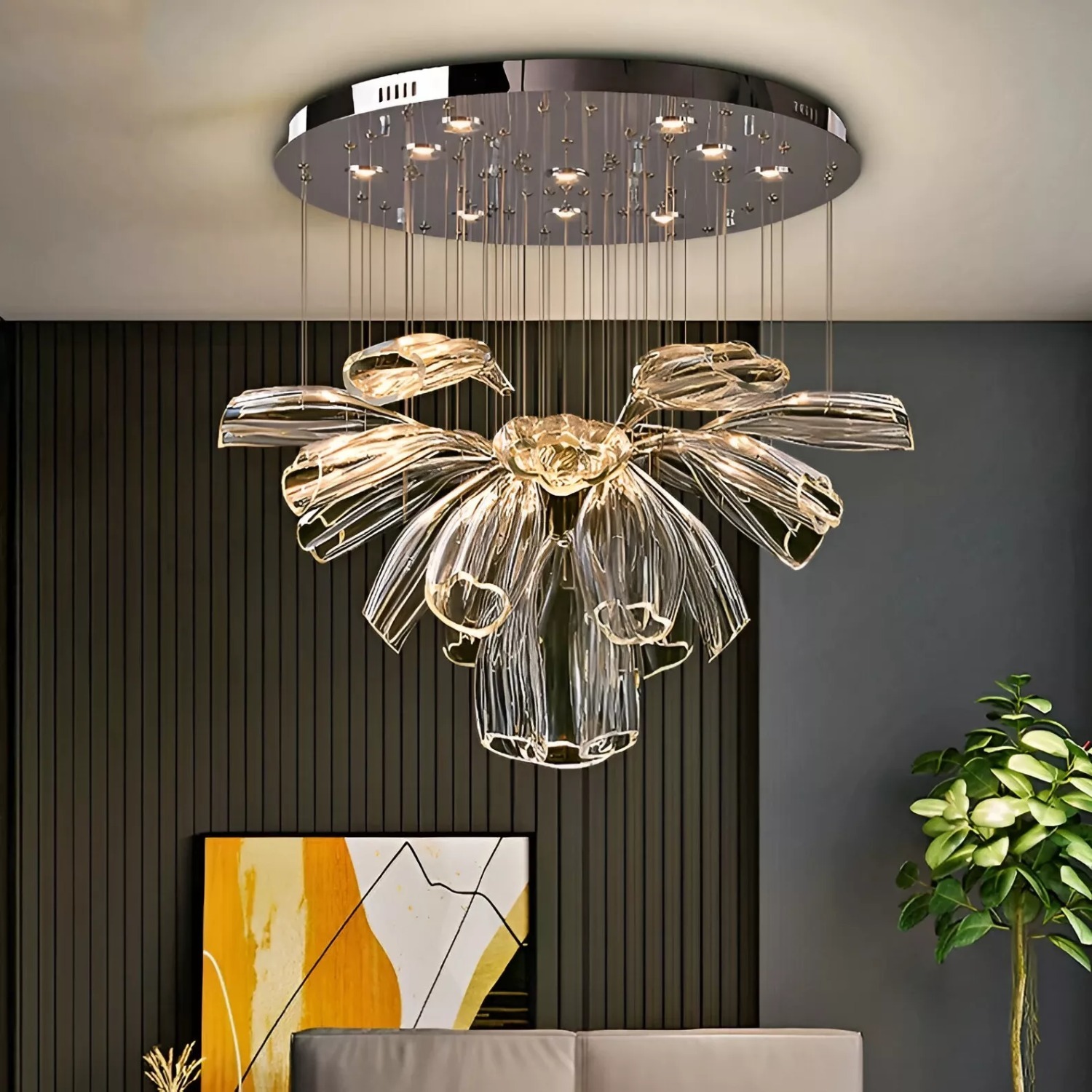 Golden & Silver Pendant Lights–Glass Chandeliers - image-9