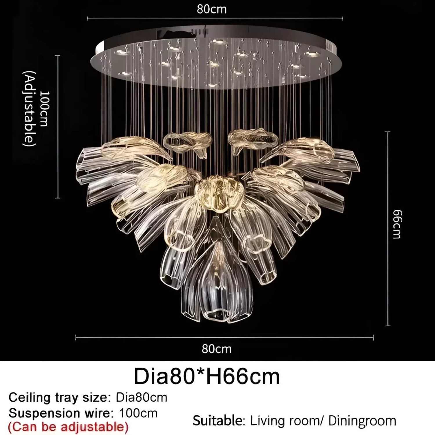 Golden & Silver Pendant Lights–Glass Chandeliers - image-6