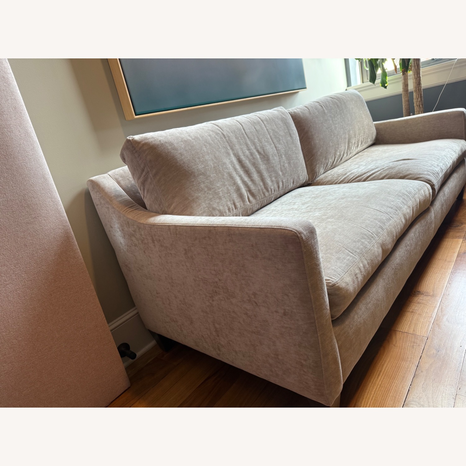 Ethan Allen Taupe Velvet Sofa  - image-2