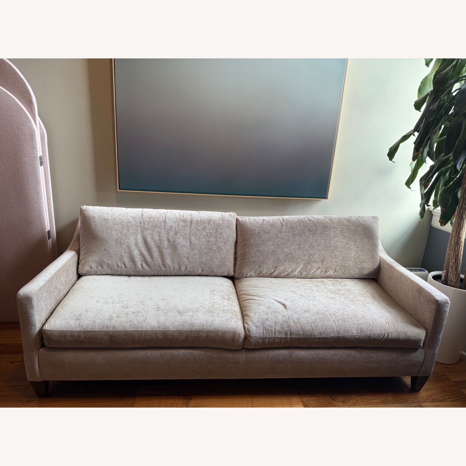 Ethan Allen Taupe Velvet Sofa  - image-1
