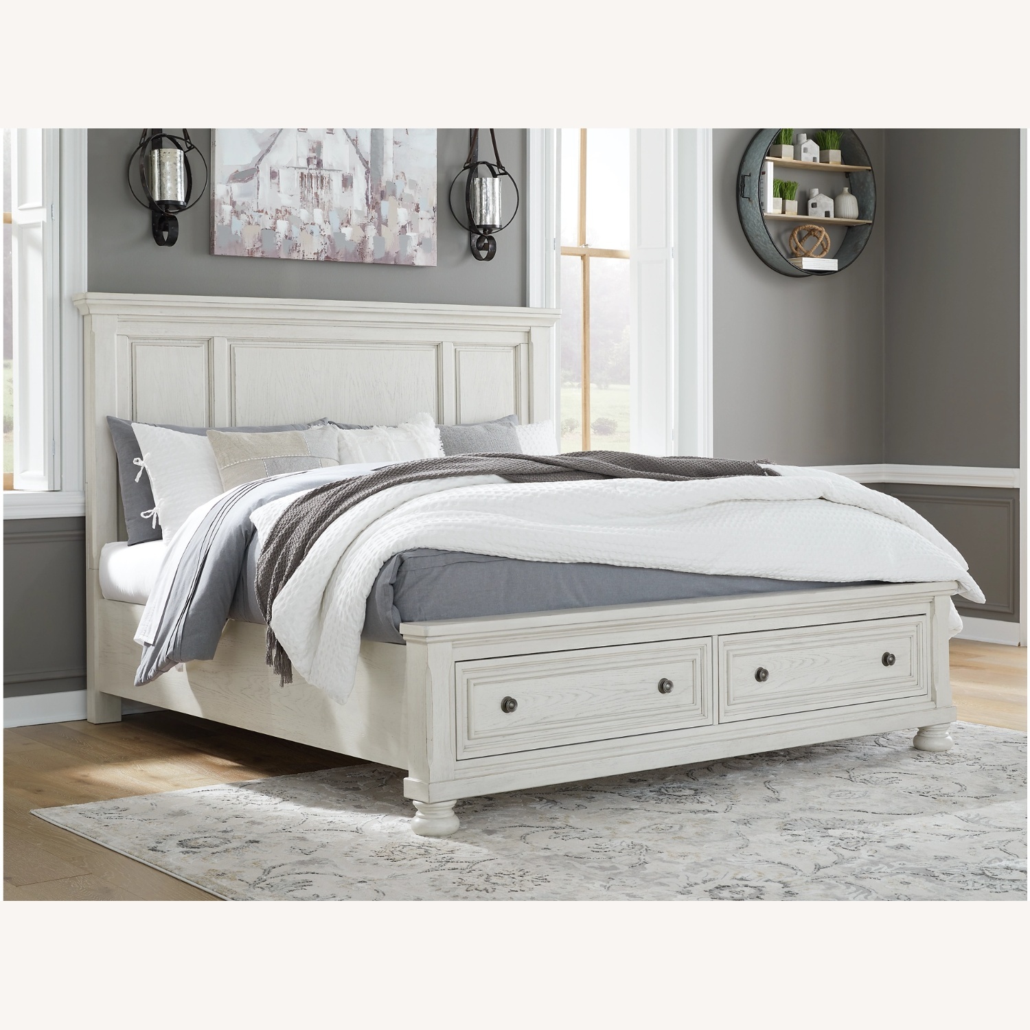 Robbinsdale King Panel Bed with 2 Storage Drawers - image-4