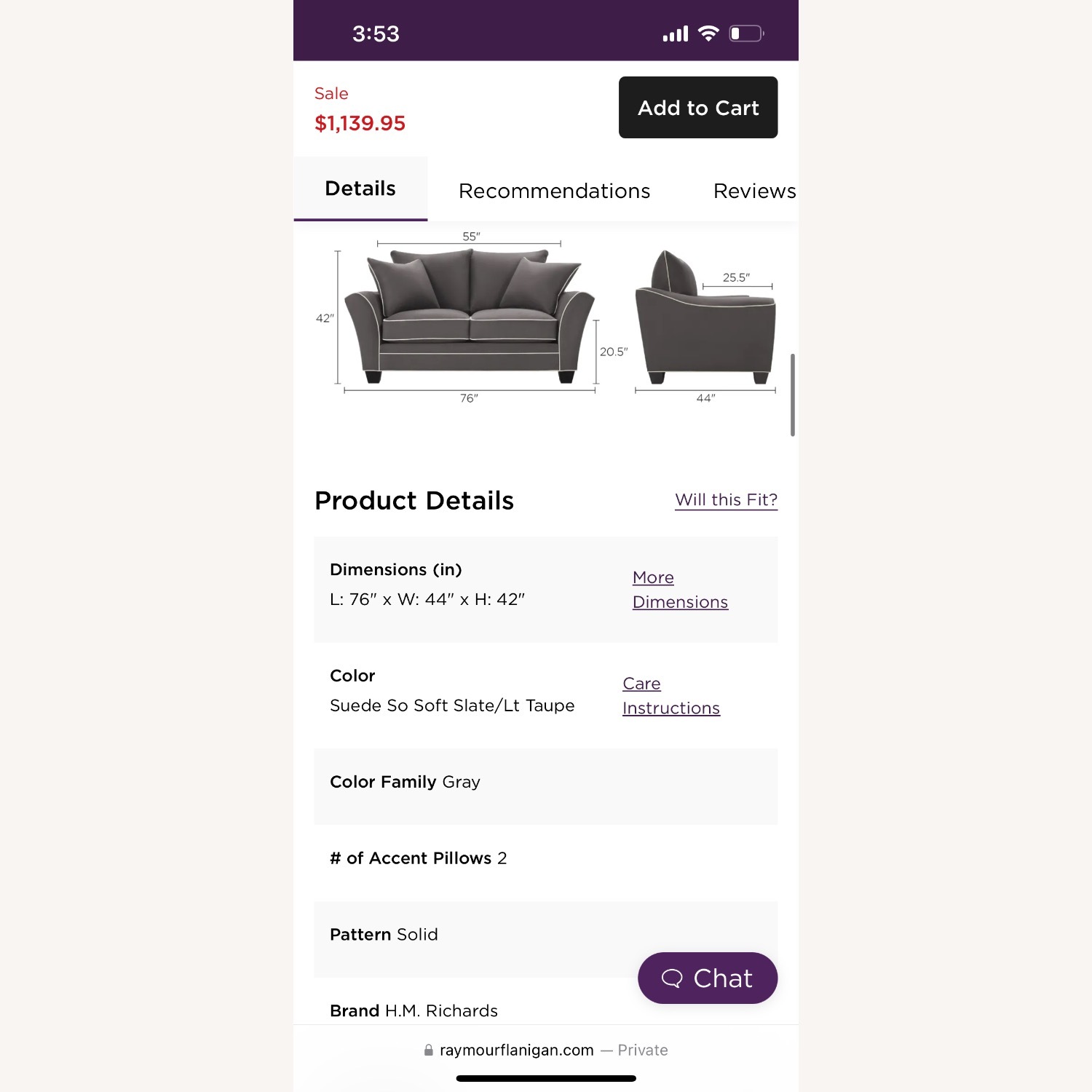 Raymour & Flanigan Loveseat - image-2