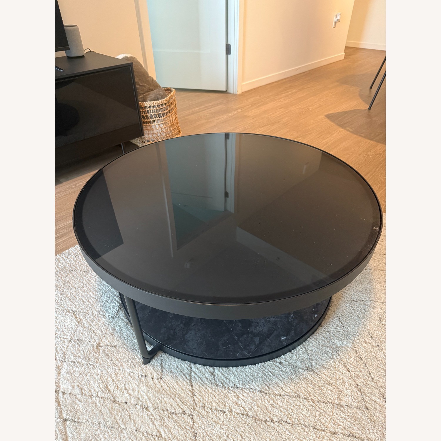 IKEA　FRÖTORP フロートルプ　直径88センチ FRÖTORP フロートルプ コーヒーテーブル, チャコール 大理石調