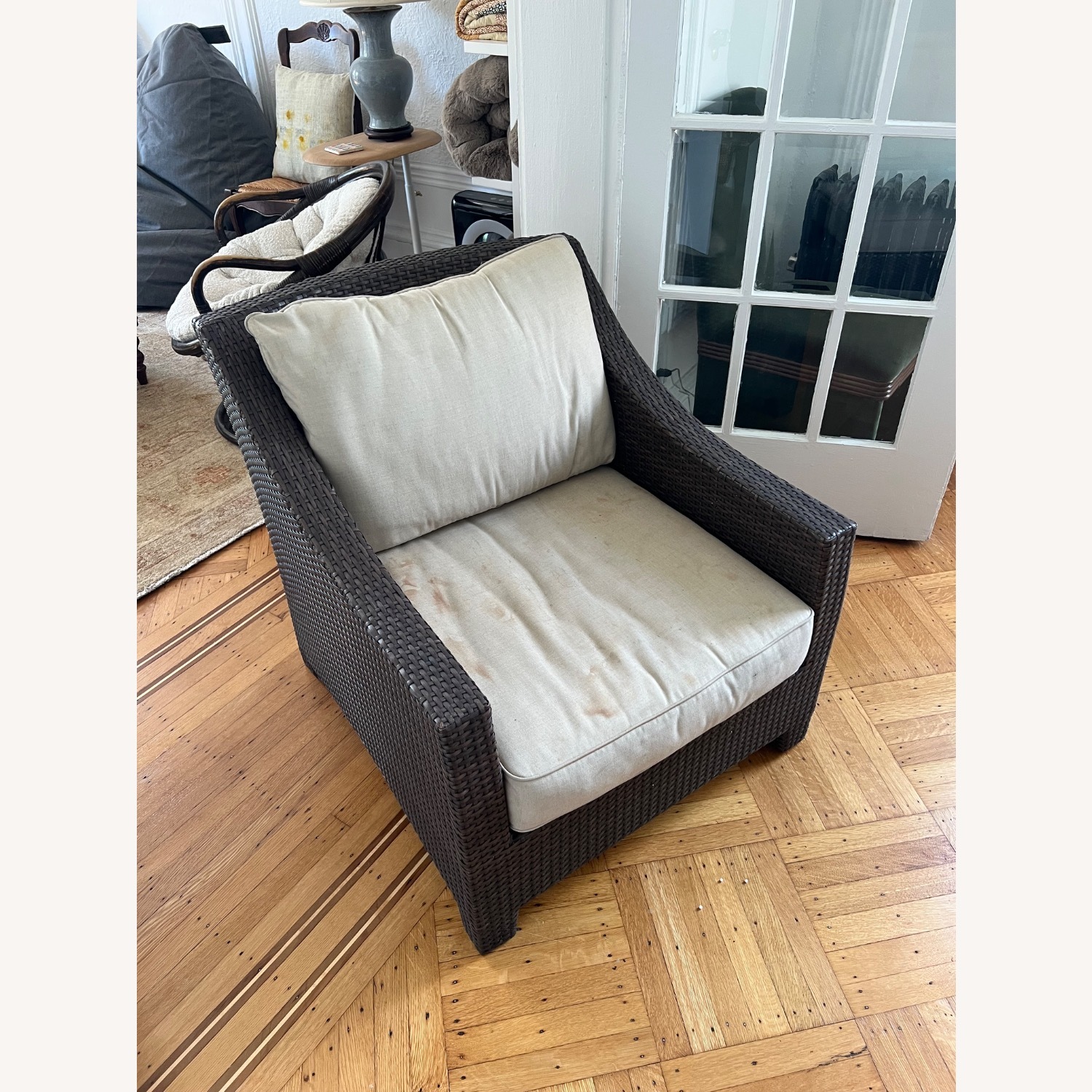 Restoration Hardware Wicker Patio Chair/Ottoman - image-2