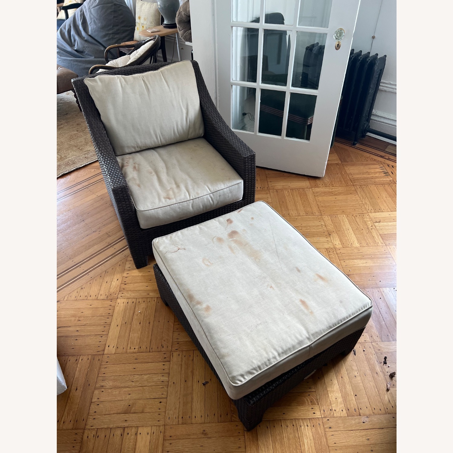 Restoration Hardware Wicker Patio Chair/Ottoman - image-1