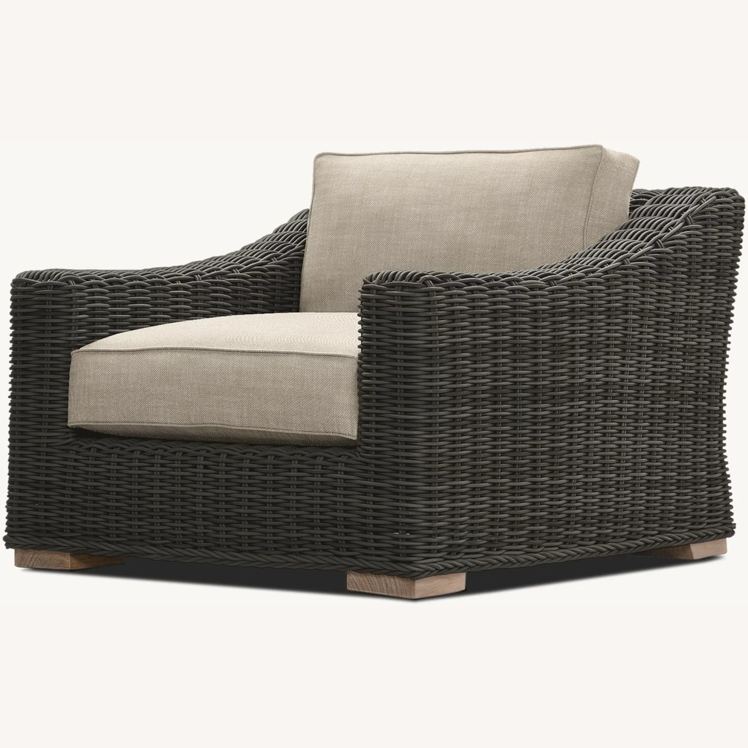 Restoration Hardware Wicker Patio Chair/Ottoman - image-0