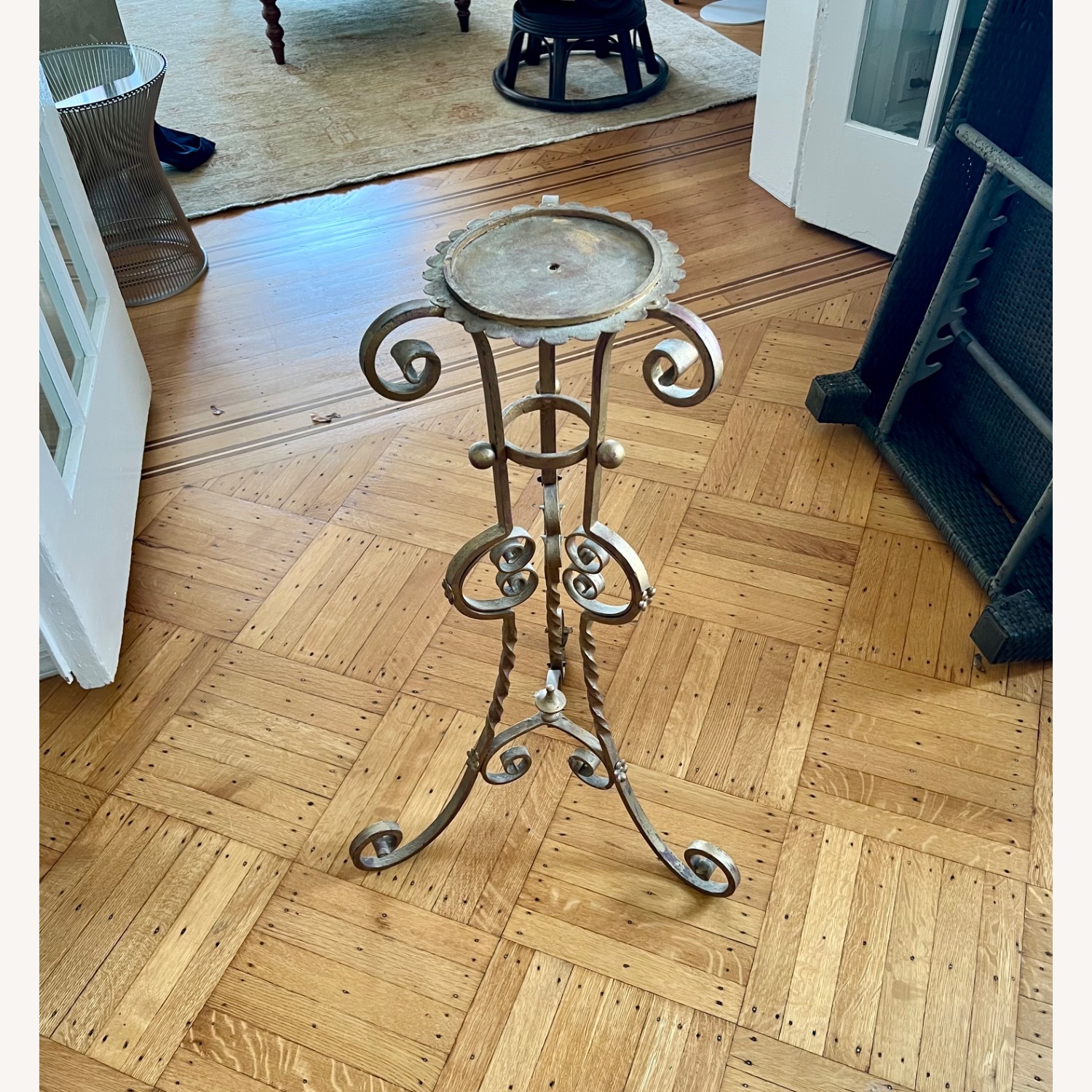 Gilt Metal Tripod Pedestal - image-1