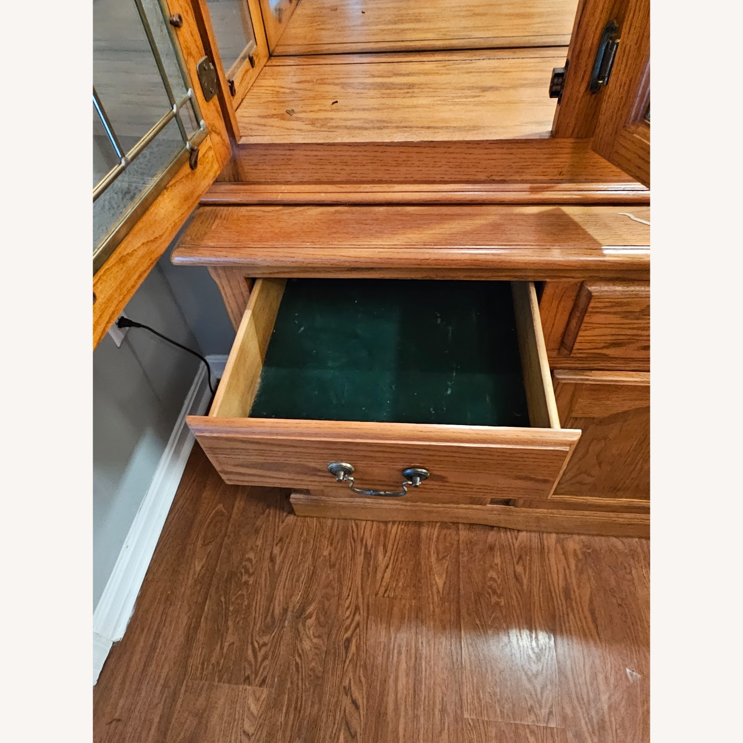 Vintage Lighted, Two-piece Oak China Cabinet  - image-4