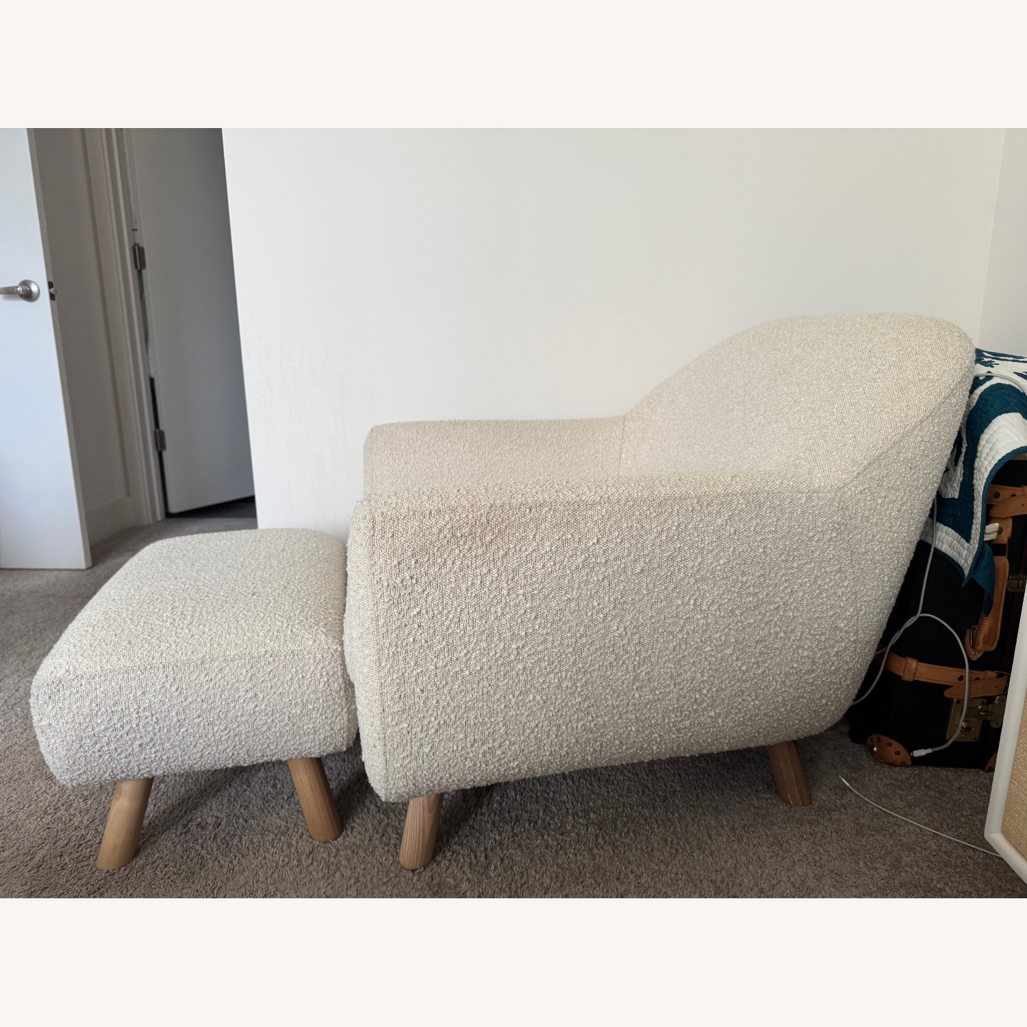 Article Gabriola 34" Lounge Chair & Ottoman Ivory Boucle - image-2