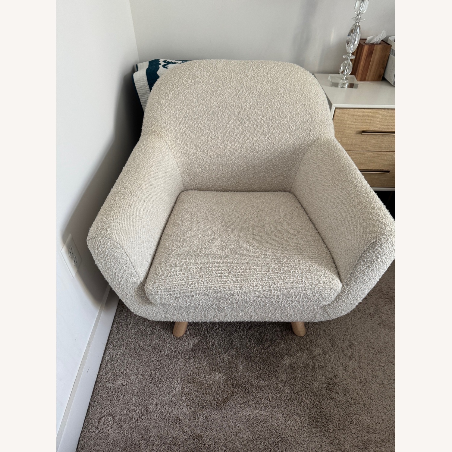 Article Gabriola 34" Lounge Chair & Ottoman Ivory Boucle - image-3