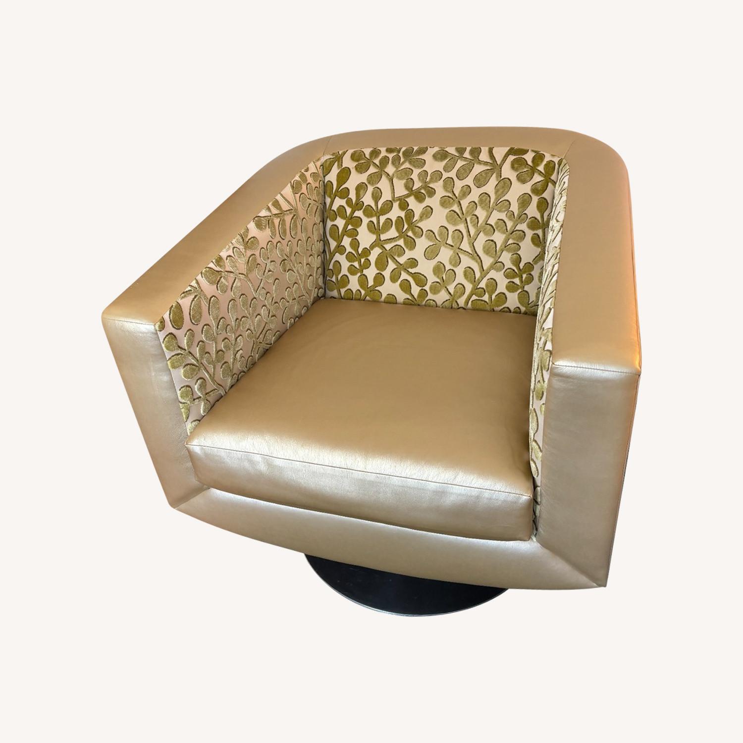 Designer Swivel Chair - Velvet & Faux Leather - image-0