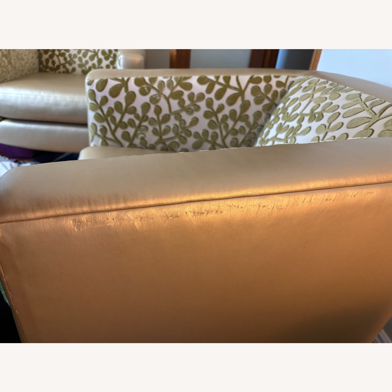 Designer Swivel Chair - Velvet & Faux Leather - image-5