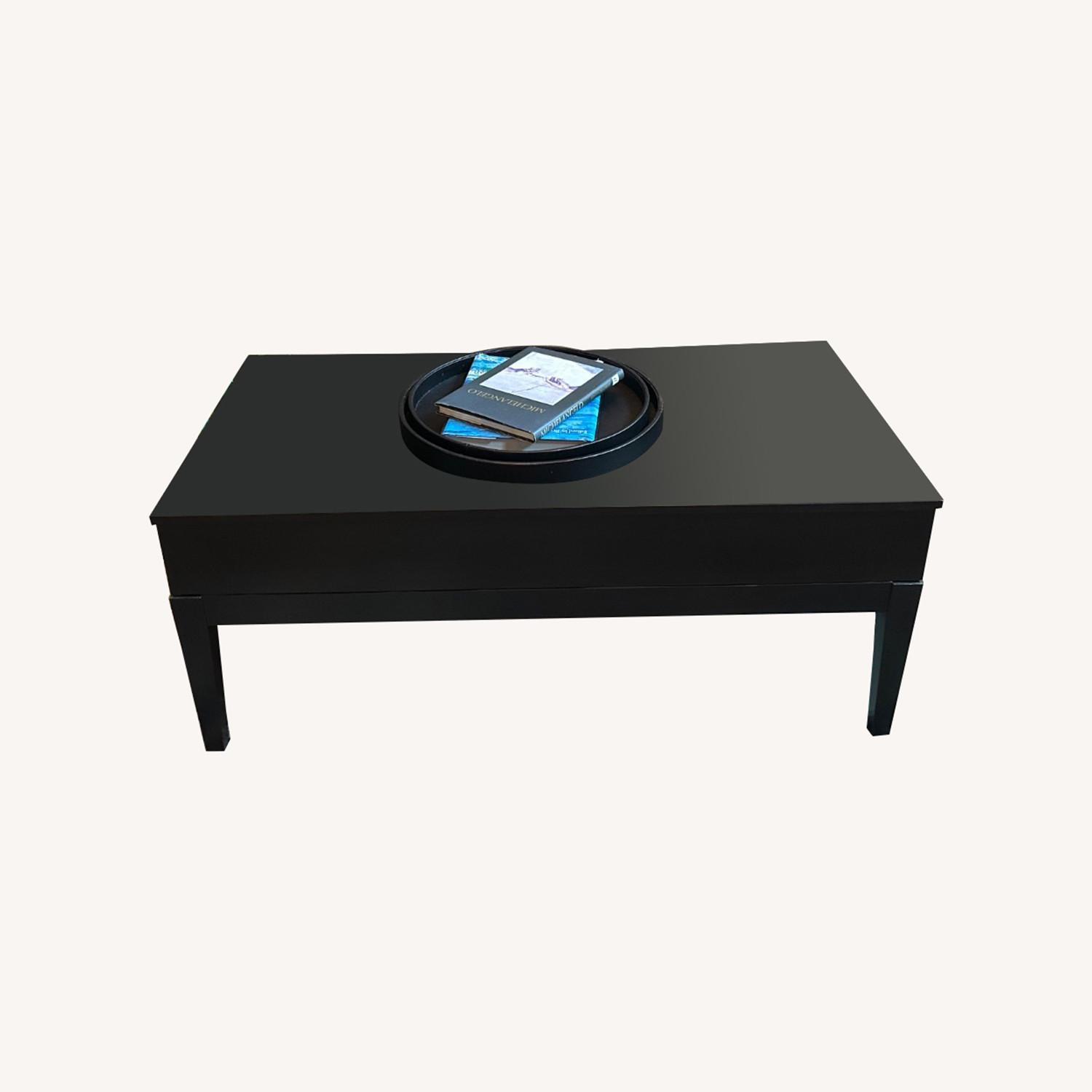 Hardwood Black Coffee Table with storage - image-0