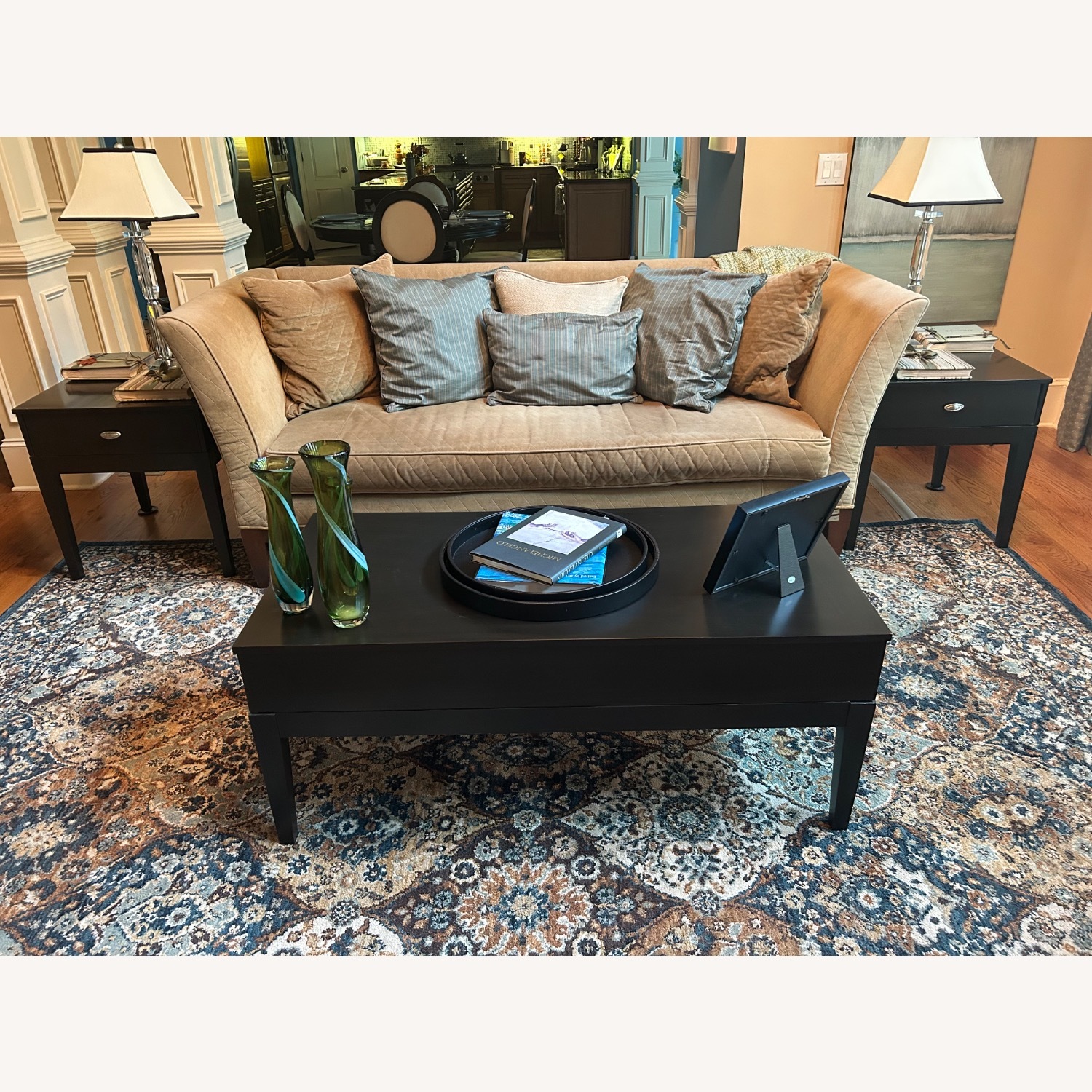 Hardwood Black Coffee Table with storage - image-4