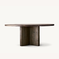  RH Reclaimed Oak Plank Round Dining Table