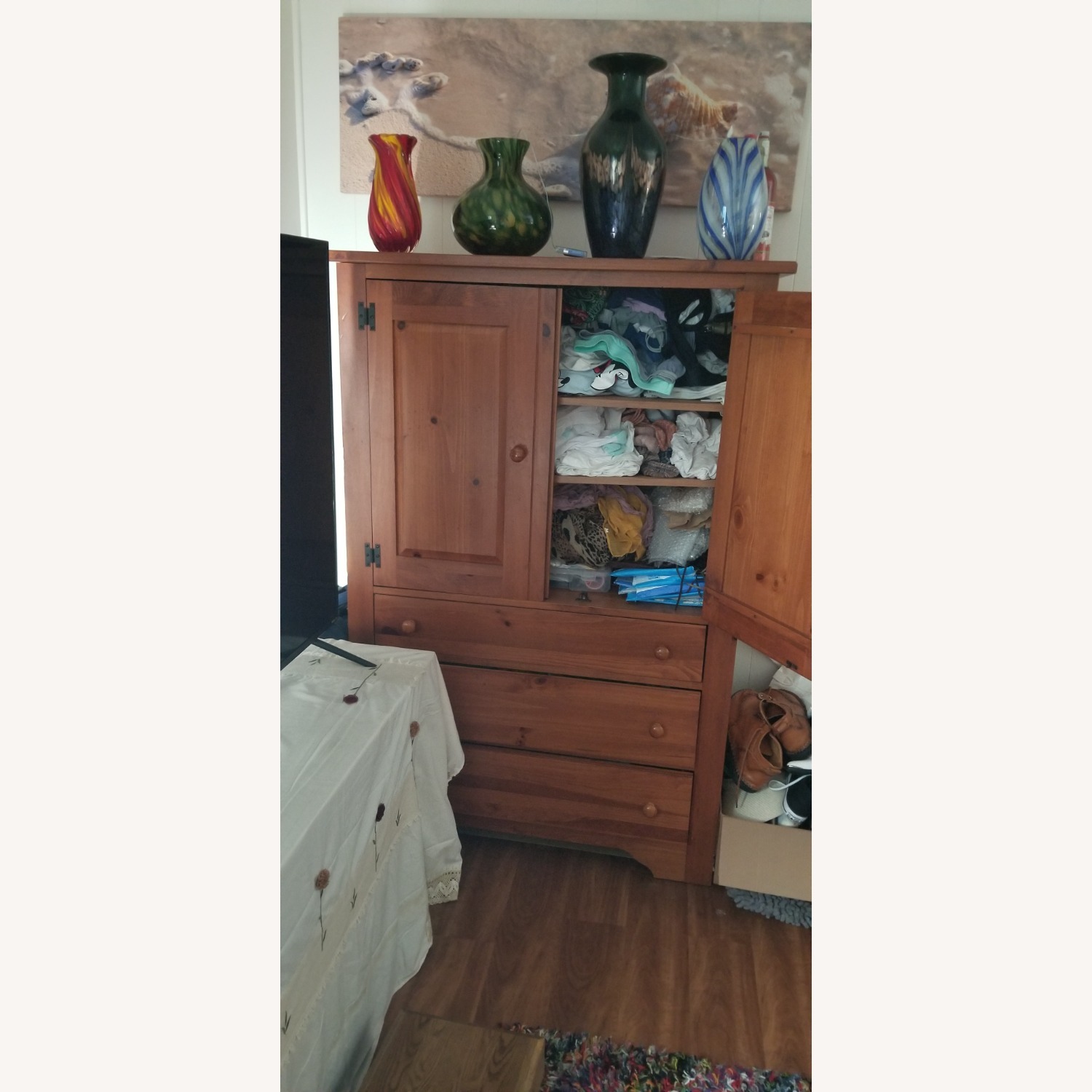 Large Solid Wood Armoire - image-1