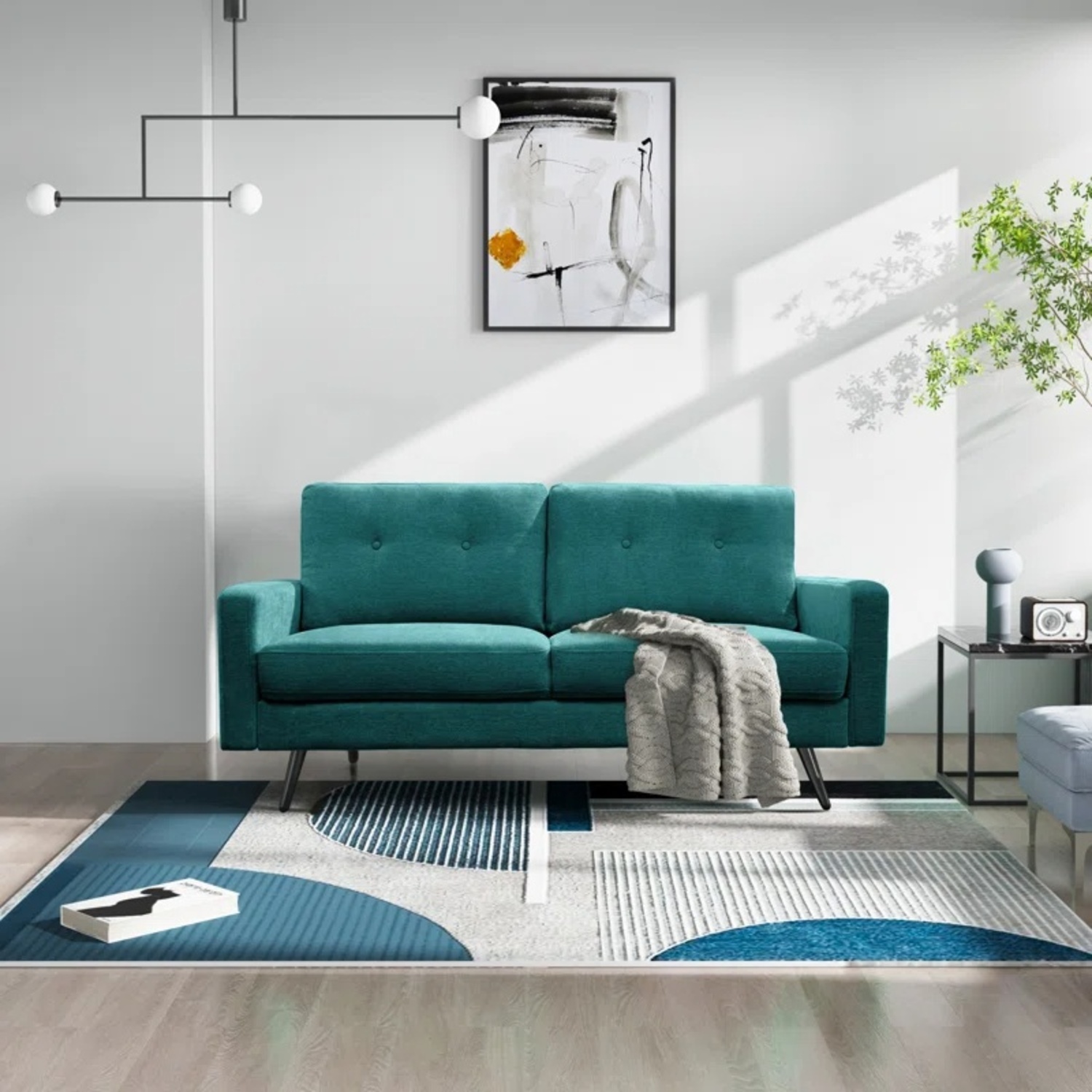 Wayfair Teal Velvet Loveseat - image-5