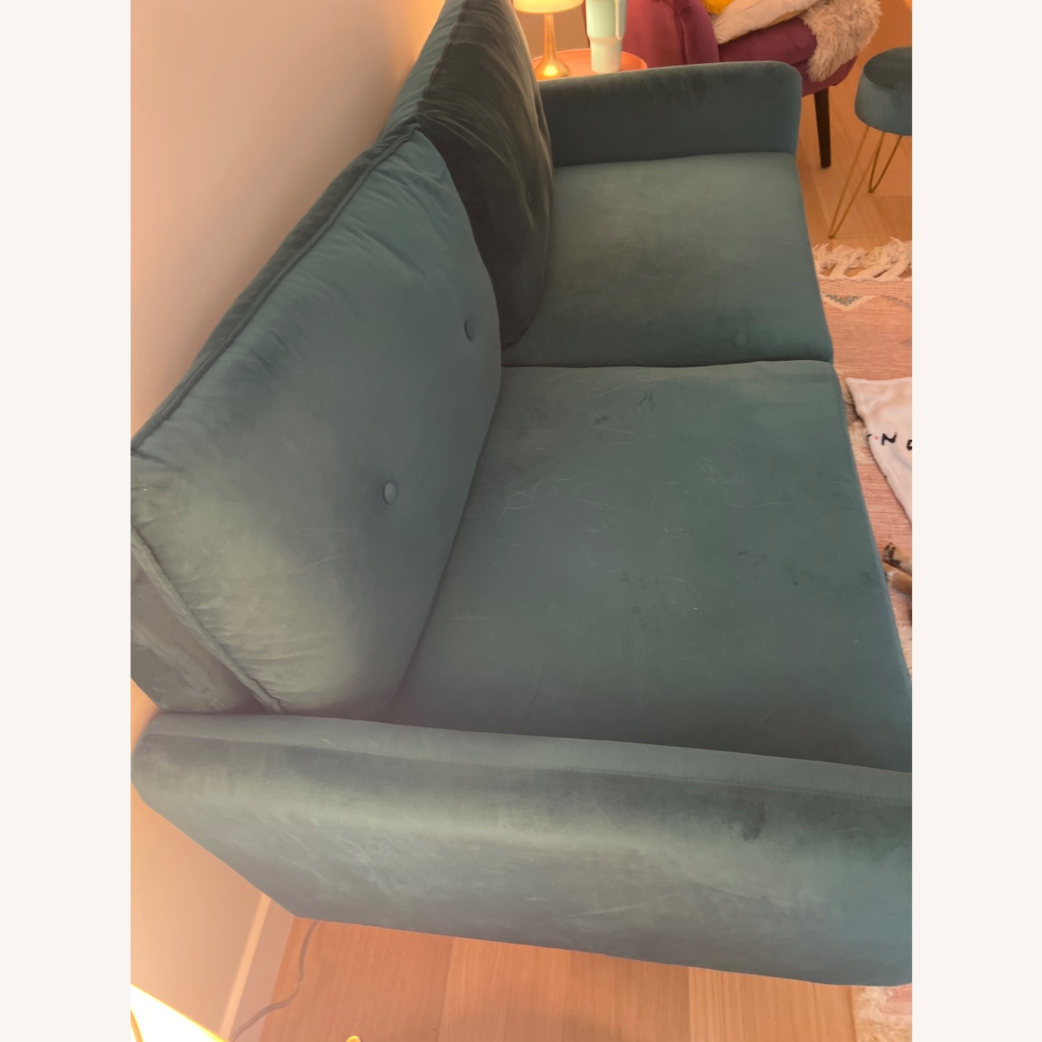 Wayfair Teal Velvet Loveseat - image-3