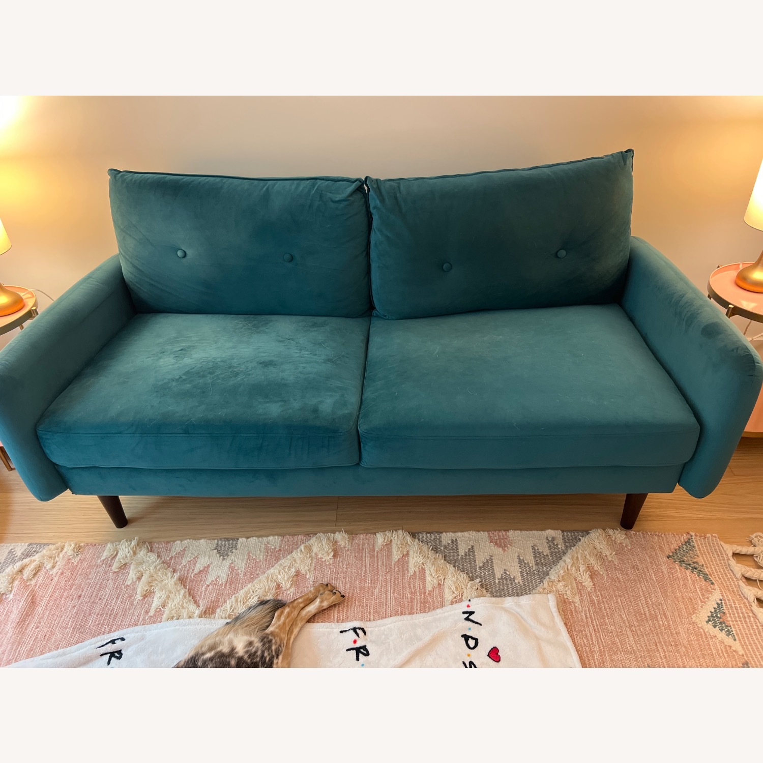 Wayfair Teal Velvet Loveseat - image-2