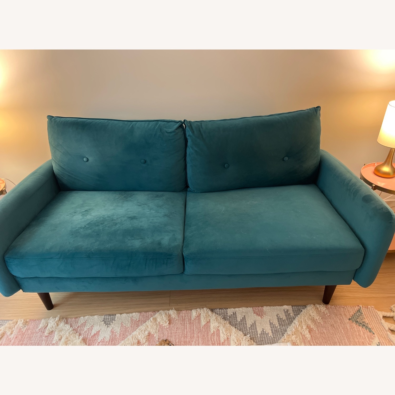 Wayfair Teal Velvet Loveseat - image-1