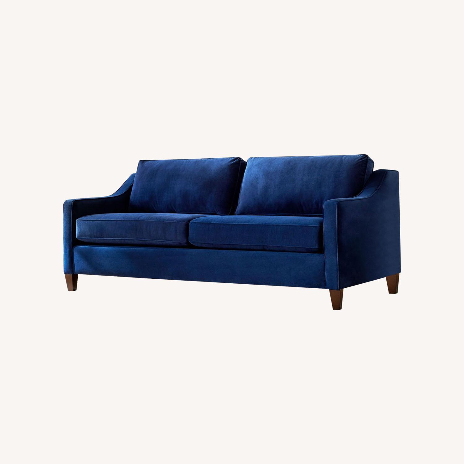 West Elm Paige Sofa Ink Blue Performance Velvet - image-0