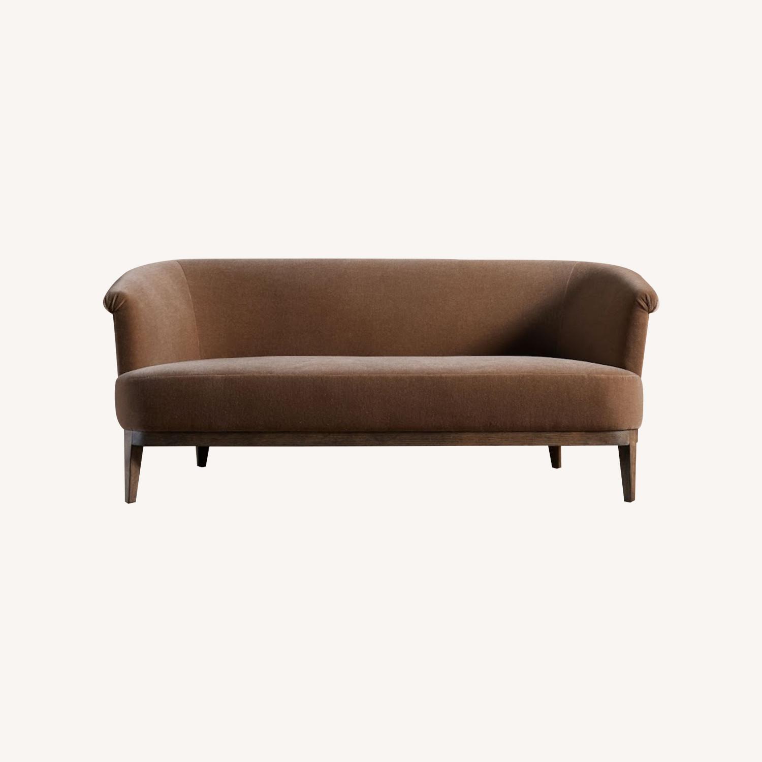 Curved Microfiber Suede Sofa - image-0