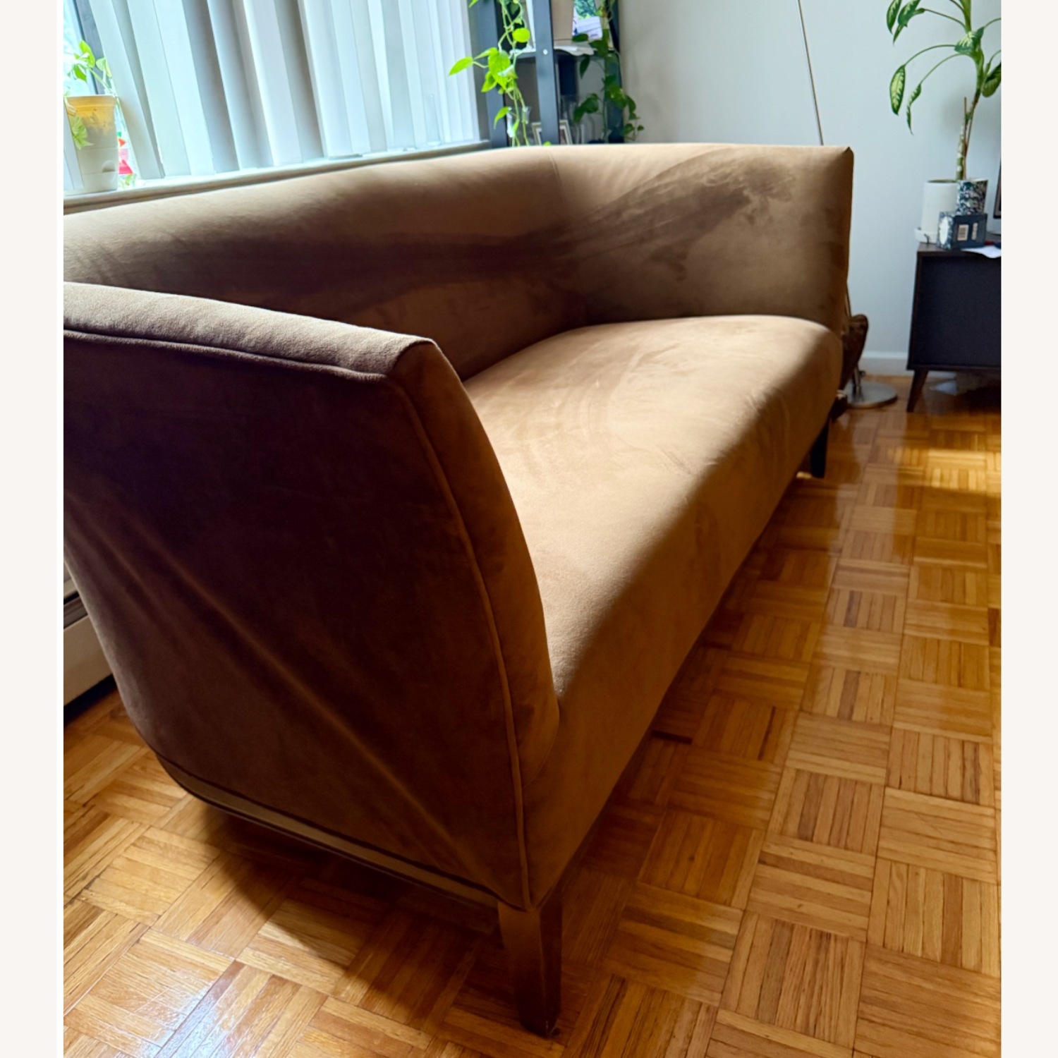 Curved Microfiber Suede Sofa - image-2