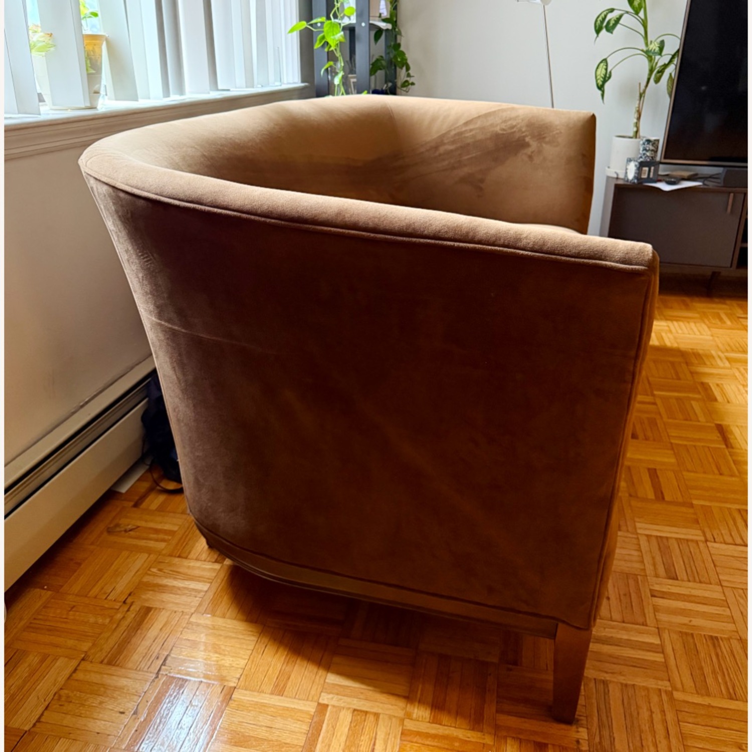 Curved Microfiber Suede Sofa - image-4