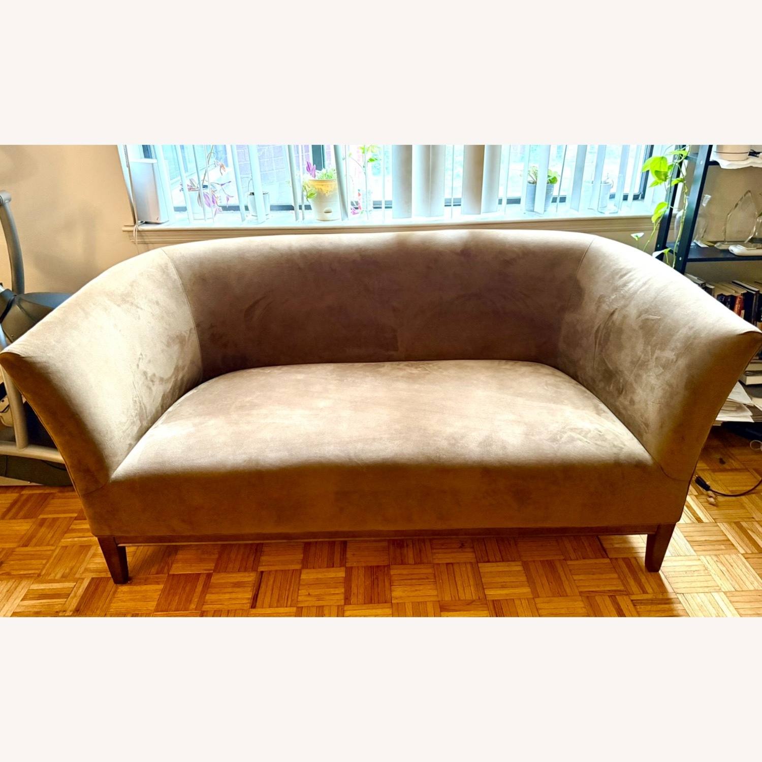 Curved Microfiber Suede Sofa - image-3