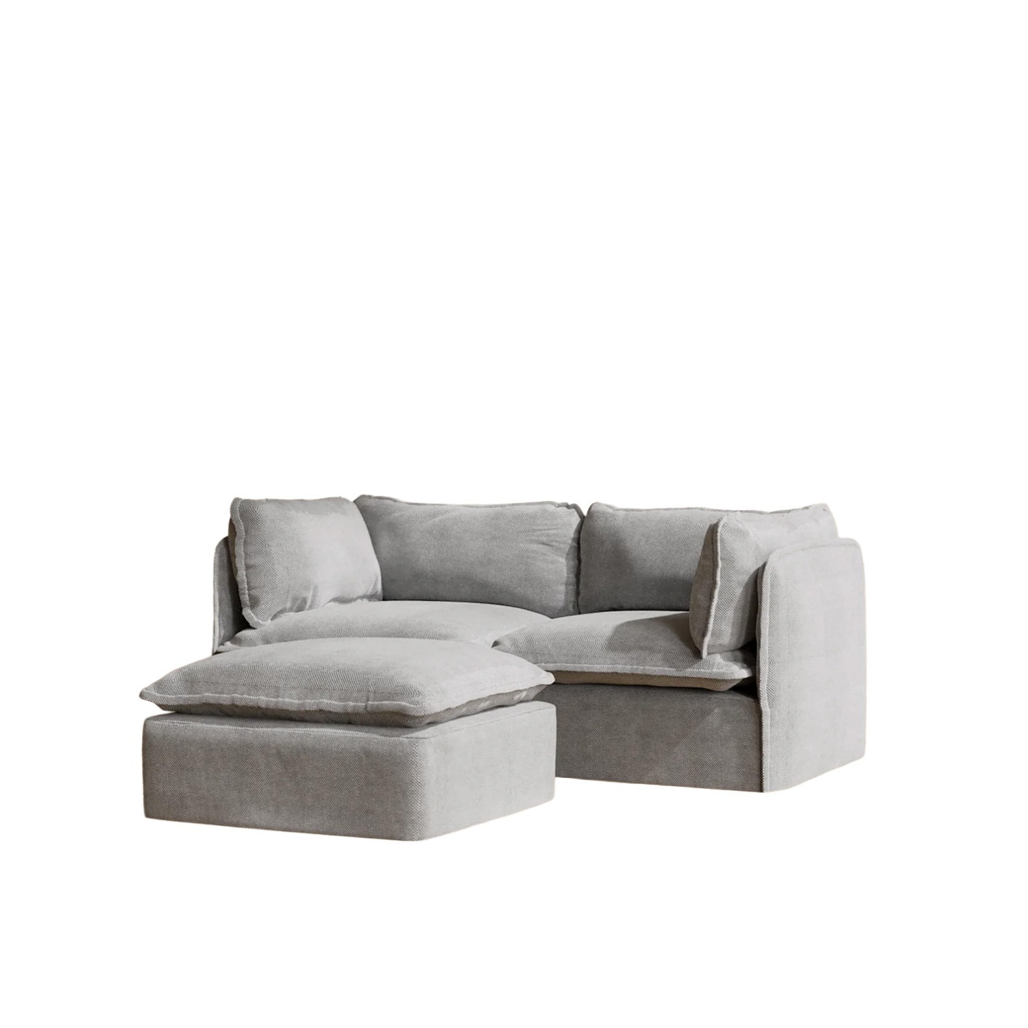Anabei Modular Washable 2-Seater + Ottoman in Ash - image-2
