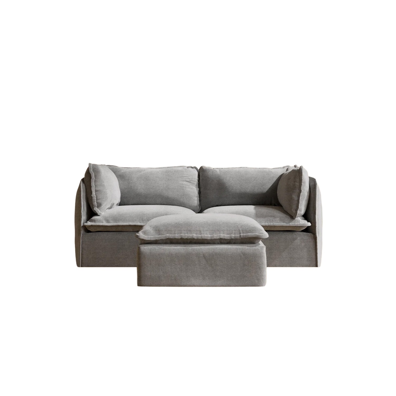 Anabei Modular Washable 2-Seater + Ottoman in Ash - image-1