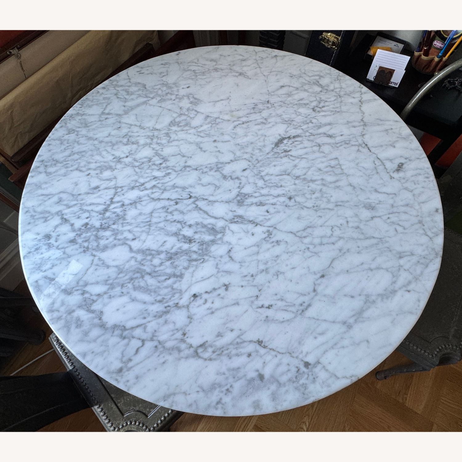 Crate & Barrel Marble Bistro Table and Chairs - image-1