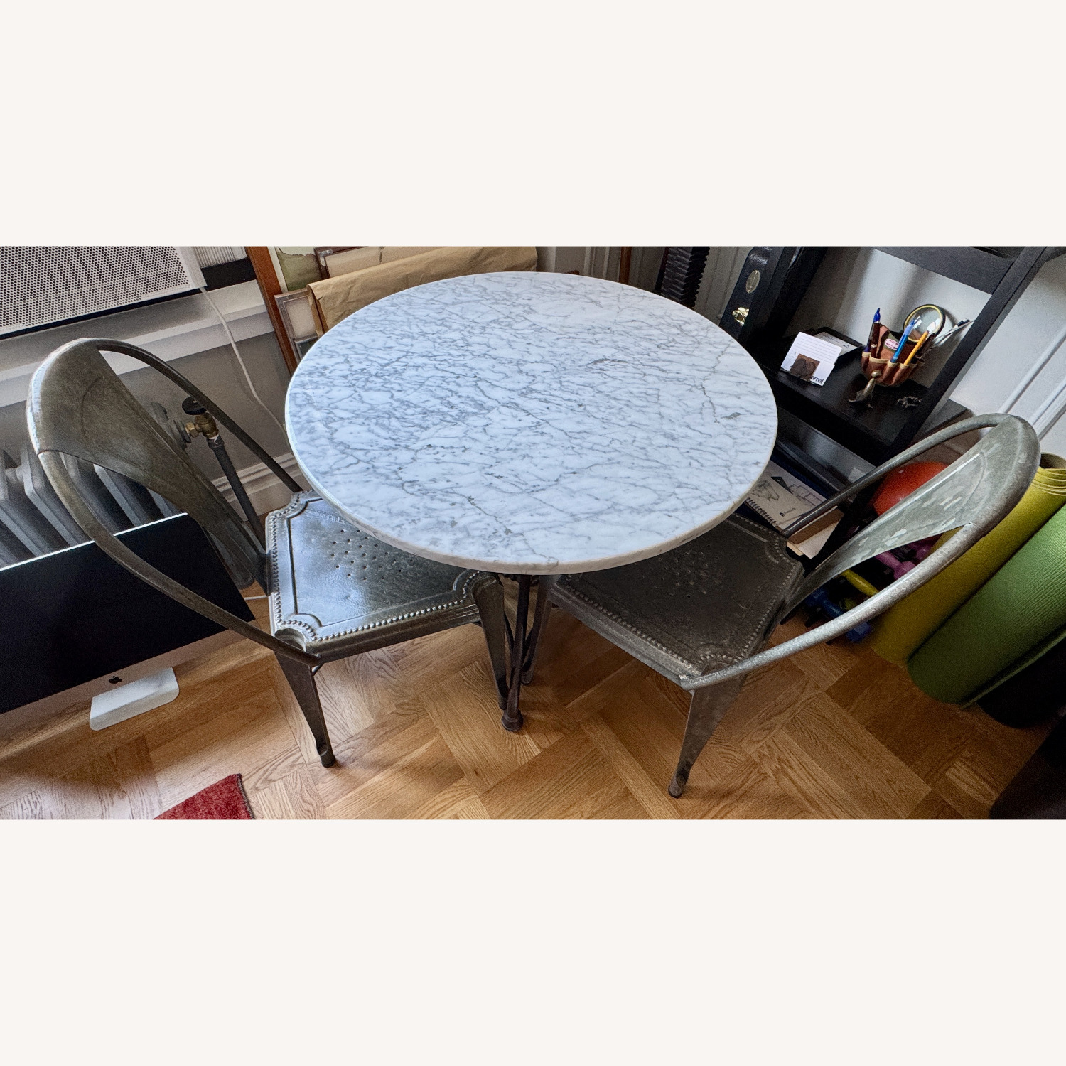Crate & Barrel Marble Bistro Table and Chairs - image-3