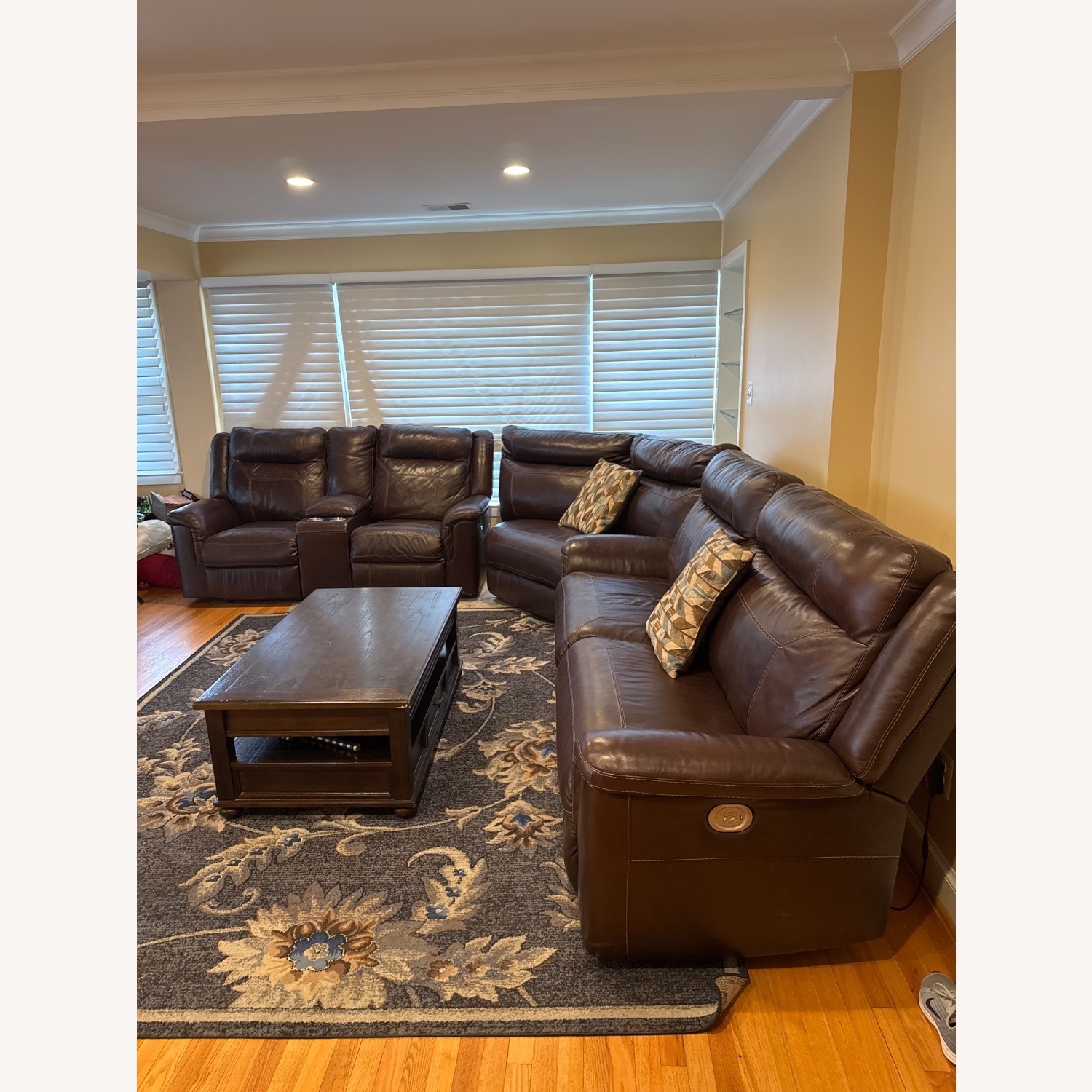 Leather Power Recliner Sofa - image-1