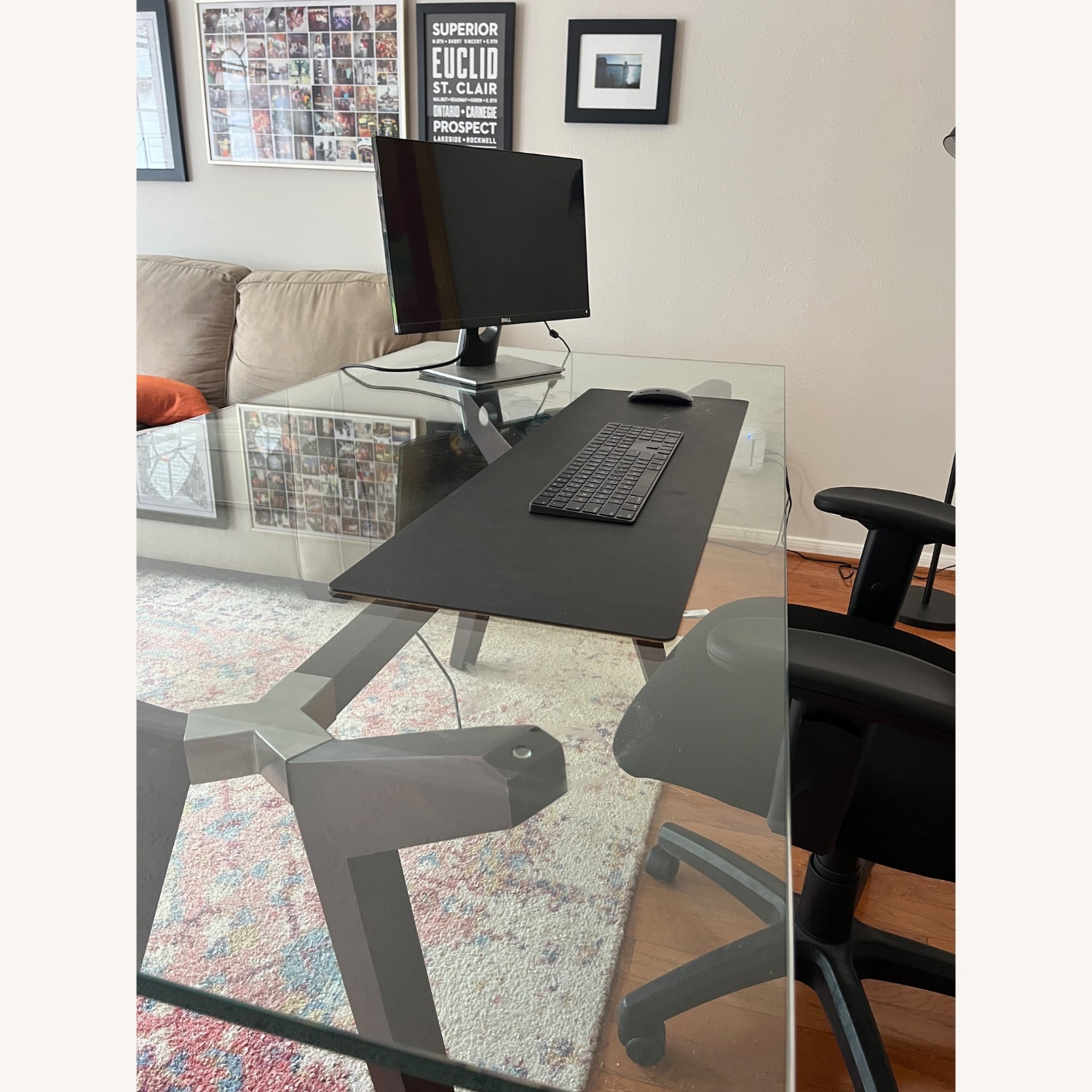 Crate & Barrel Strut Bourbon Glass Top Table - image-2