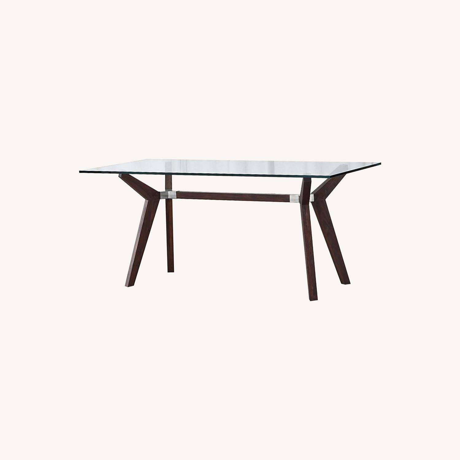 Crate & Barrel Strut Bourbon Glass Top Table - image-0