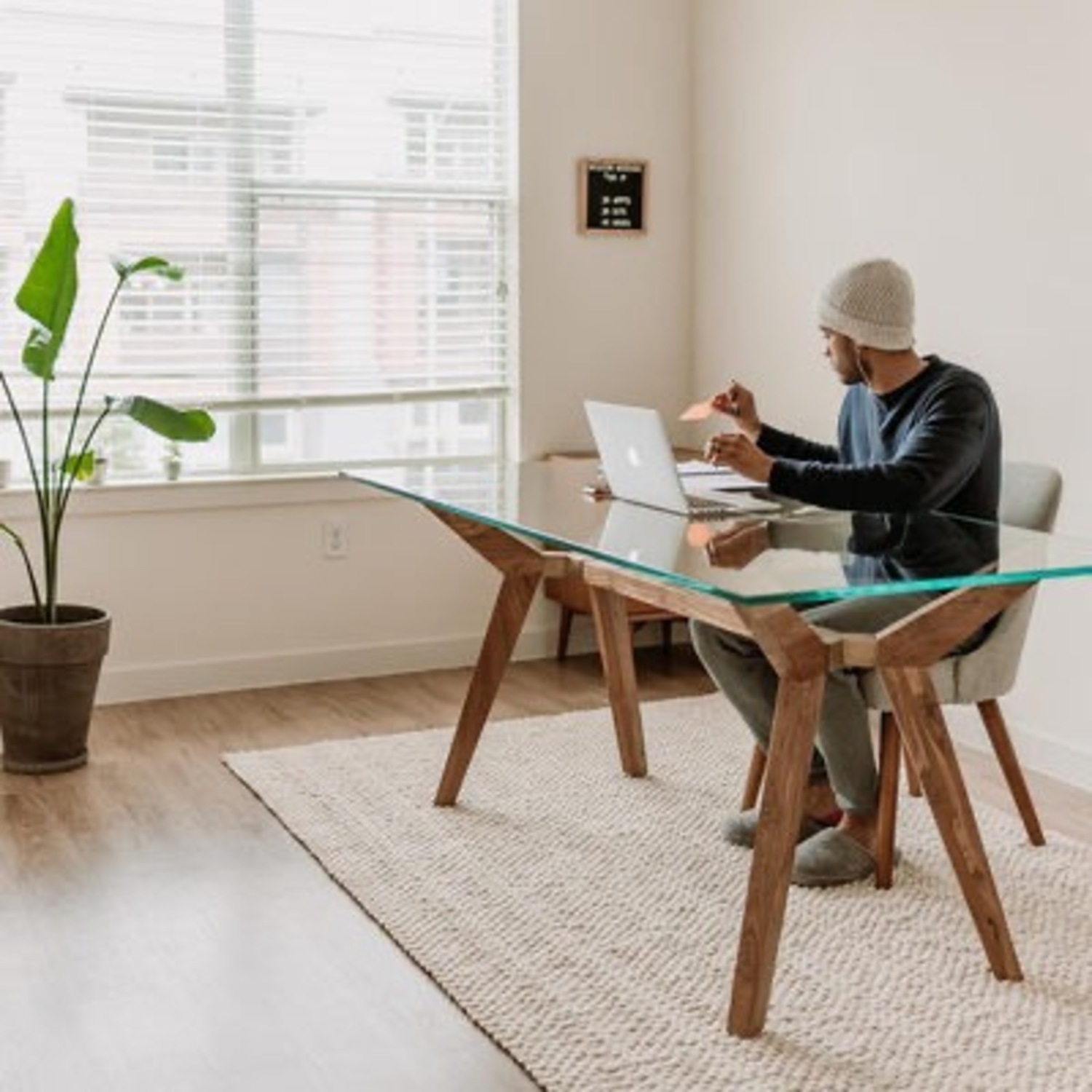 Crate & Barrel Strut Bourbon Glass Top Table - image-3