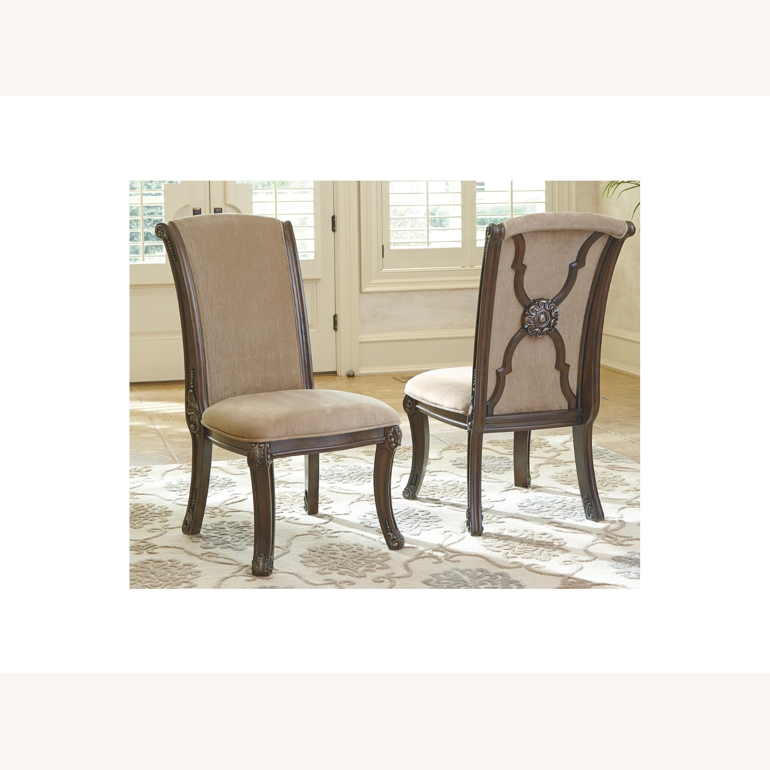 Valraven Dining Chairs Fabric with Wood Detail - image-5