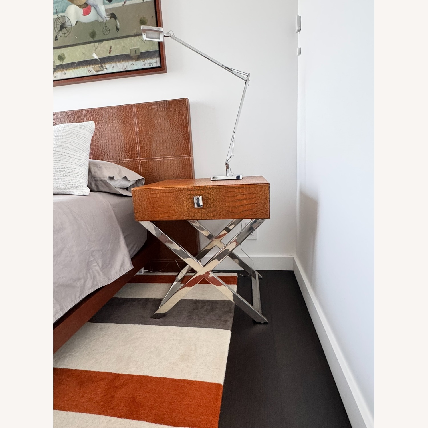 Leather and Chrome Nightstands - image-1