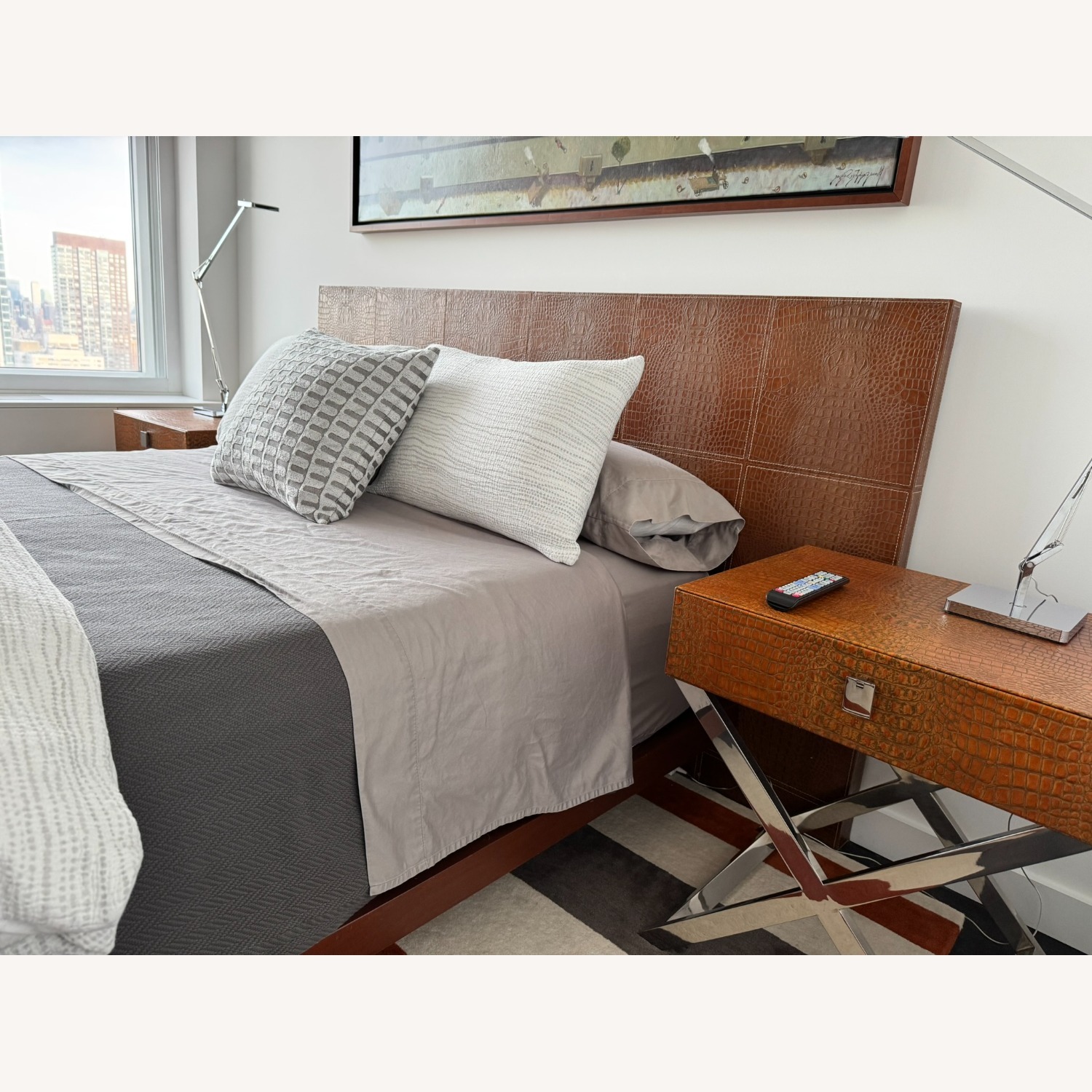 Leather and Chrome Nightstands - image-3