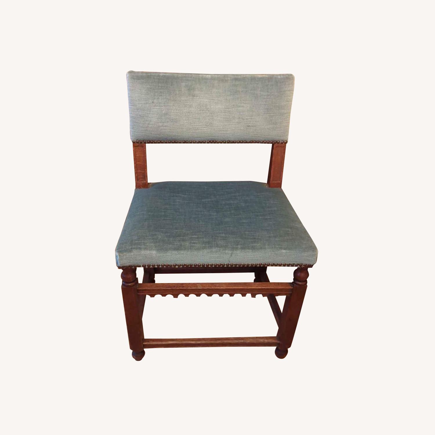 Jacobean Mohair & Oak Dining Chairs (4) - image-0