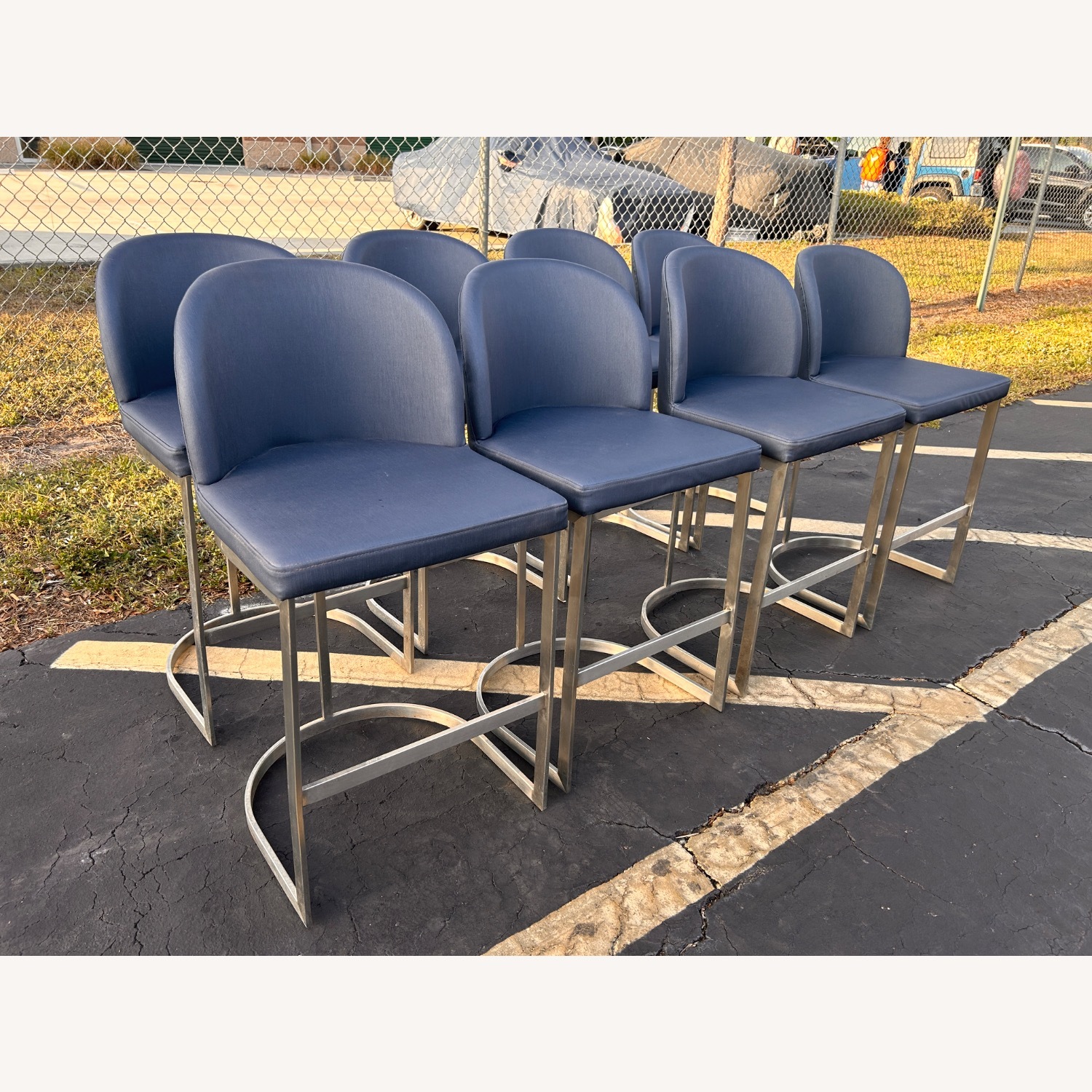 (8) Upholstered Metal Framed Counter Height Stools - image-3