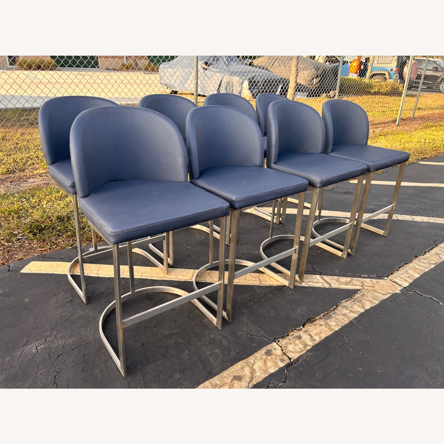 (8) Upholstered Metal Framed Counter Height Stools - image-8