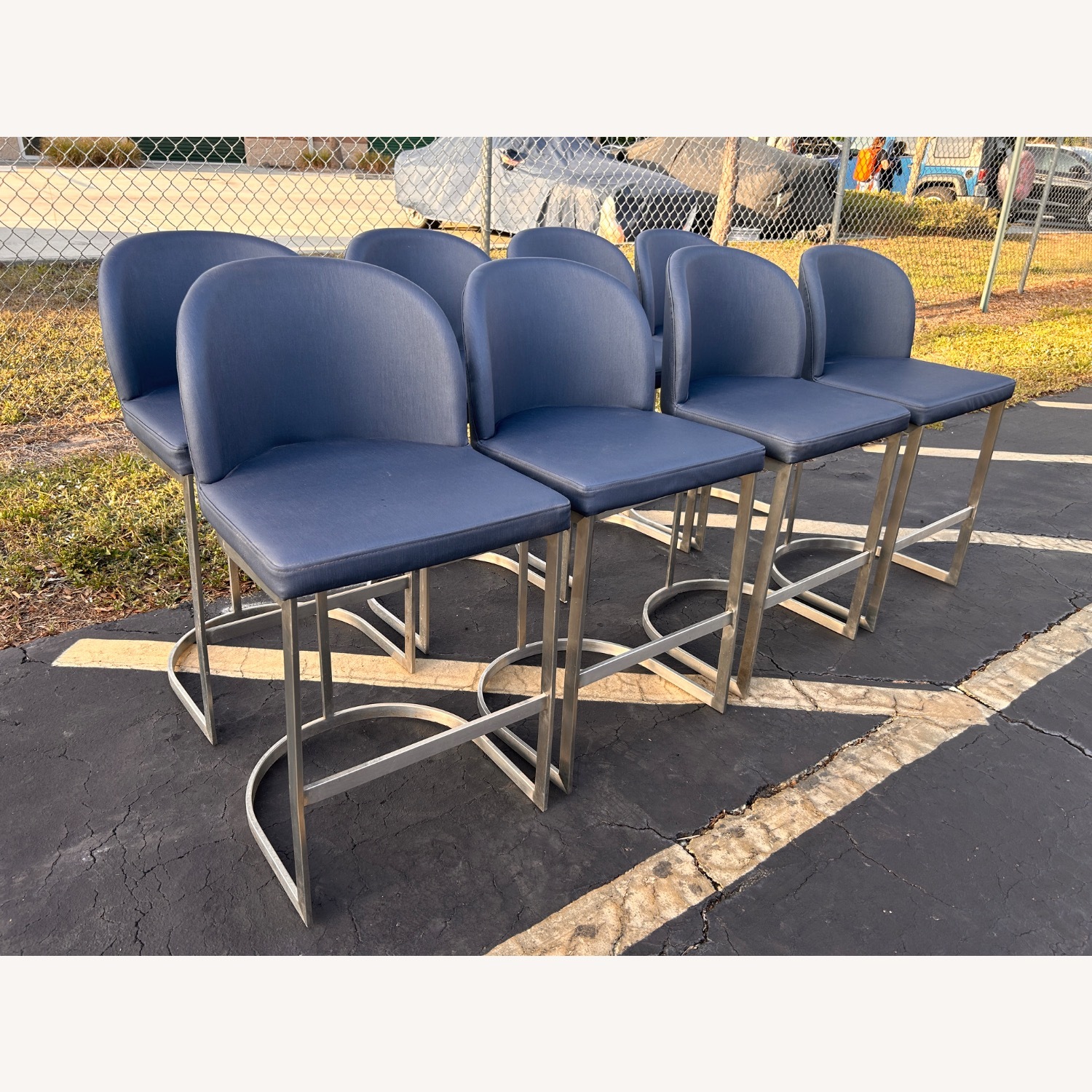 (8) Upholstered Metal Framed Counter Height Stools - image-2