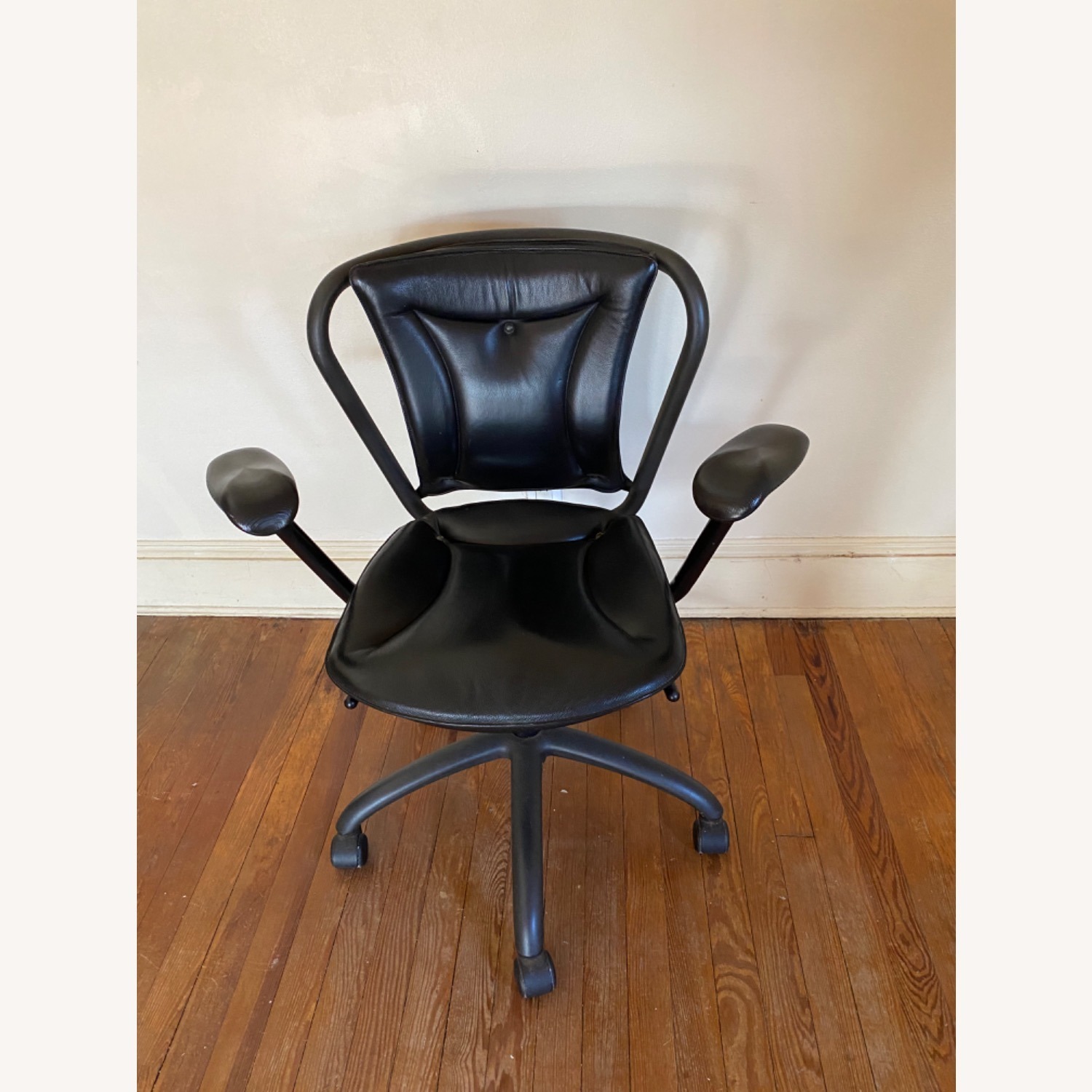 Design Within Reach Black Leather Wrapped Office Arm Chair - image-3