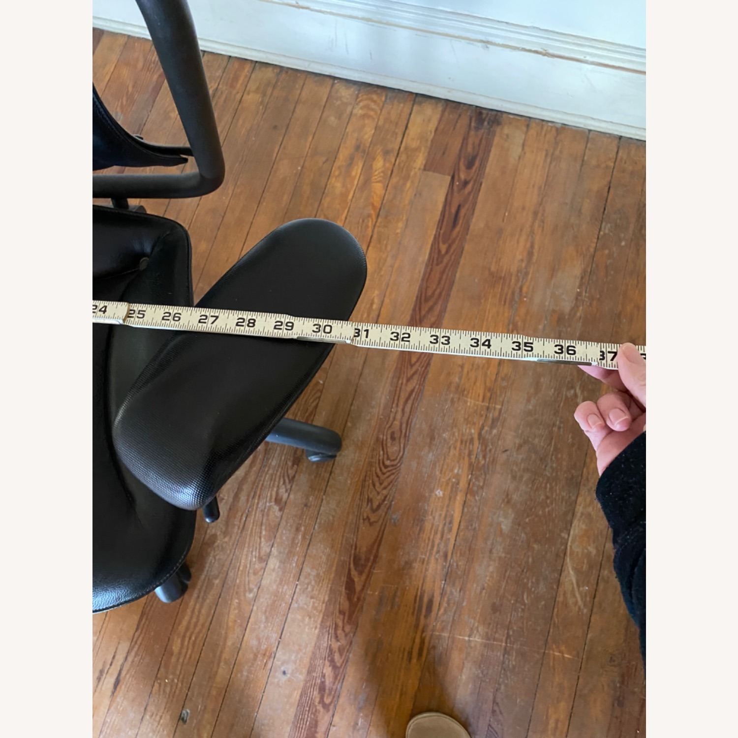 Design Within Reach Black Leather Wrapped Office Arm Chair - image-9