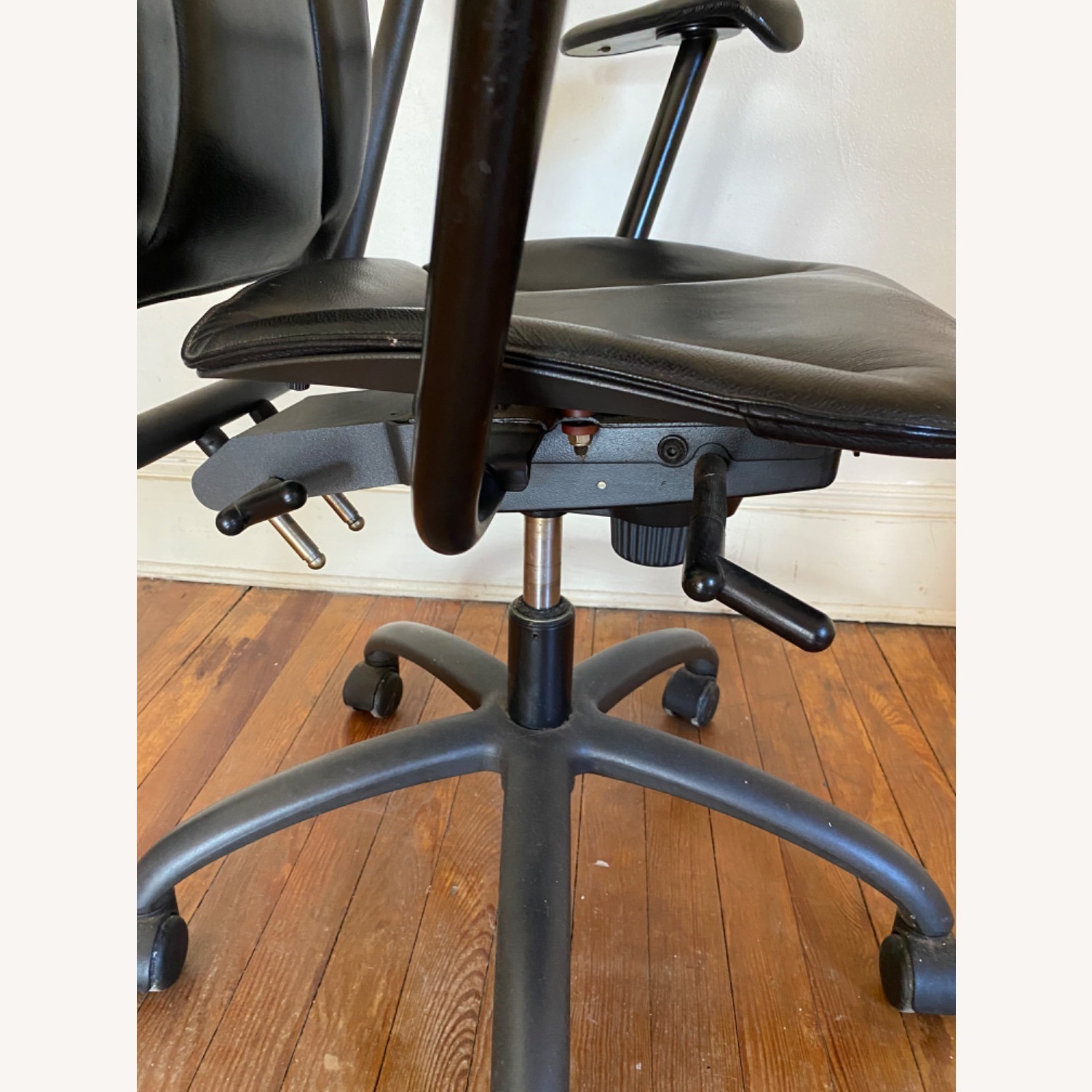 Design Within Reach Black Leather Wrapped Office Arm Chair - image-7